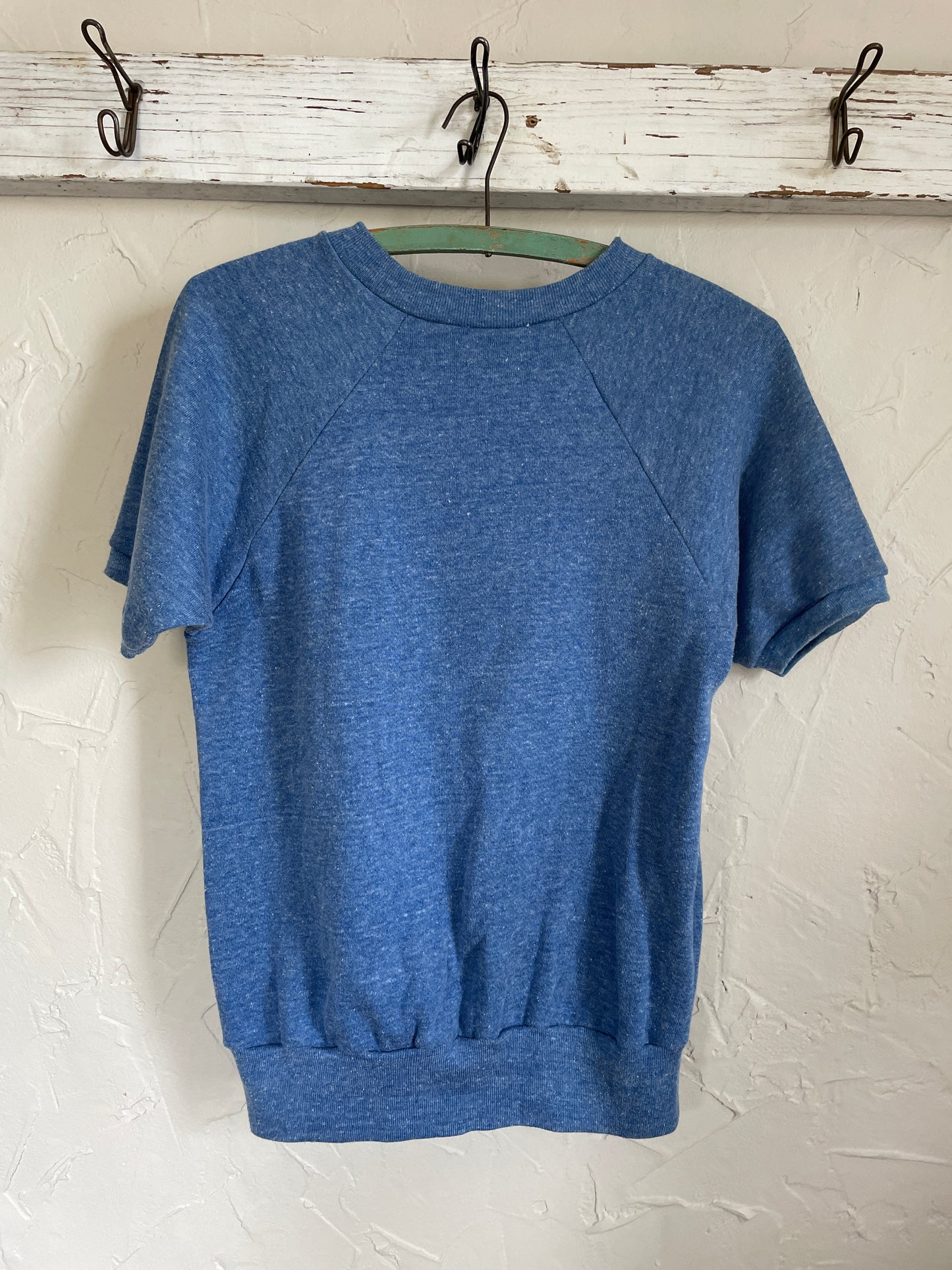 70s Blank Blue Short Sleeve Sweatshirt