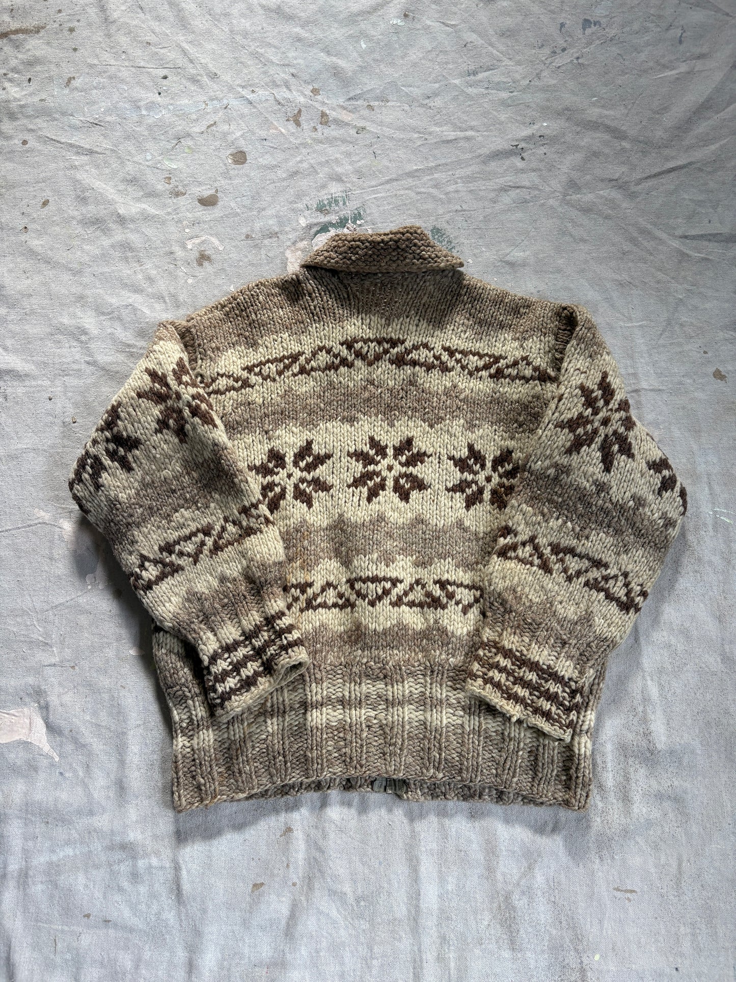 50s Snowflake Cowichan Style Sweater