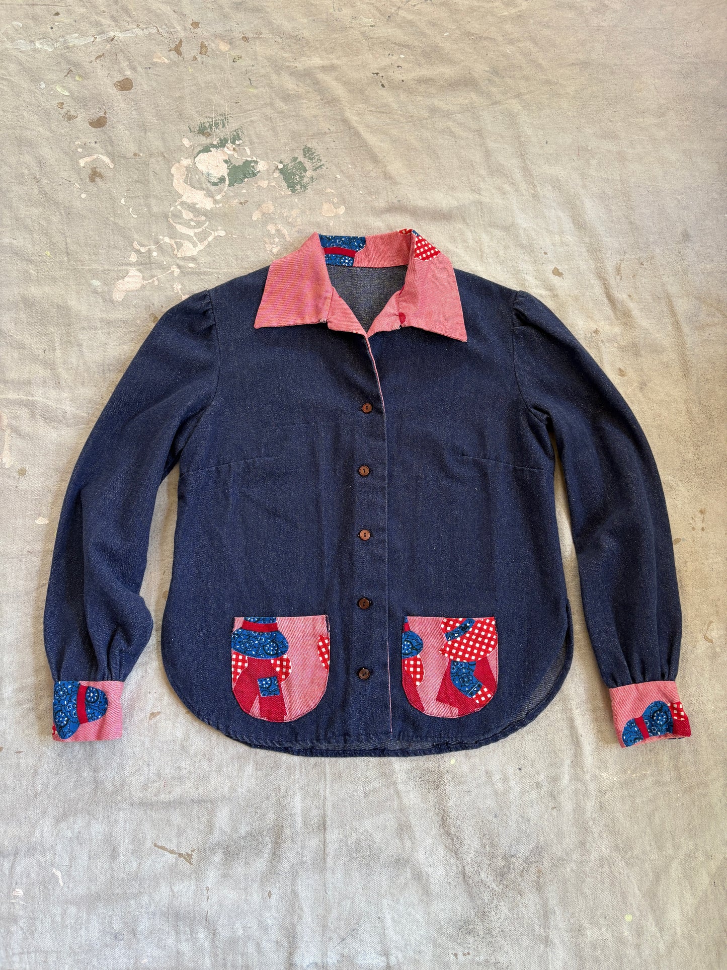 Vintage 70s/80s Handmade Denim Jacket Wide Leg Pant Set