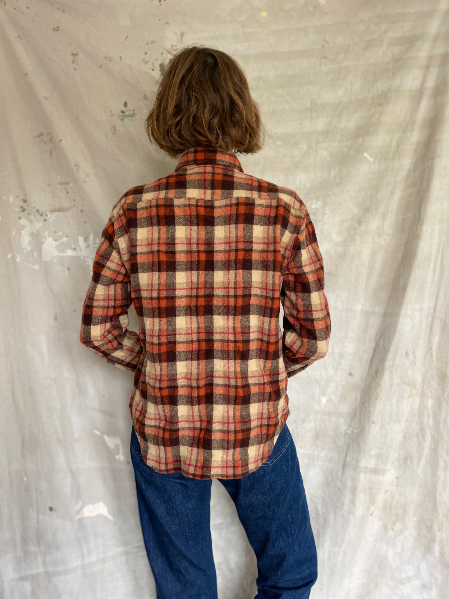 80s Plaid Wool Button Down