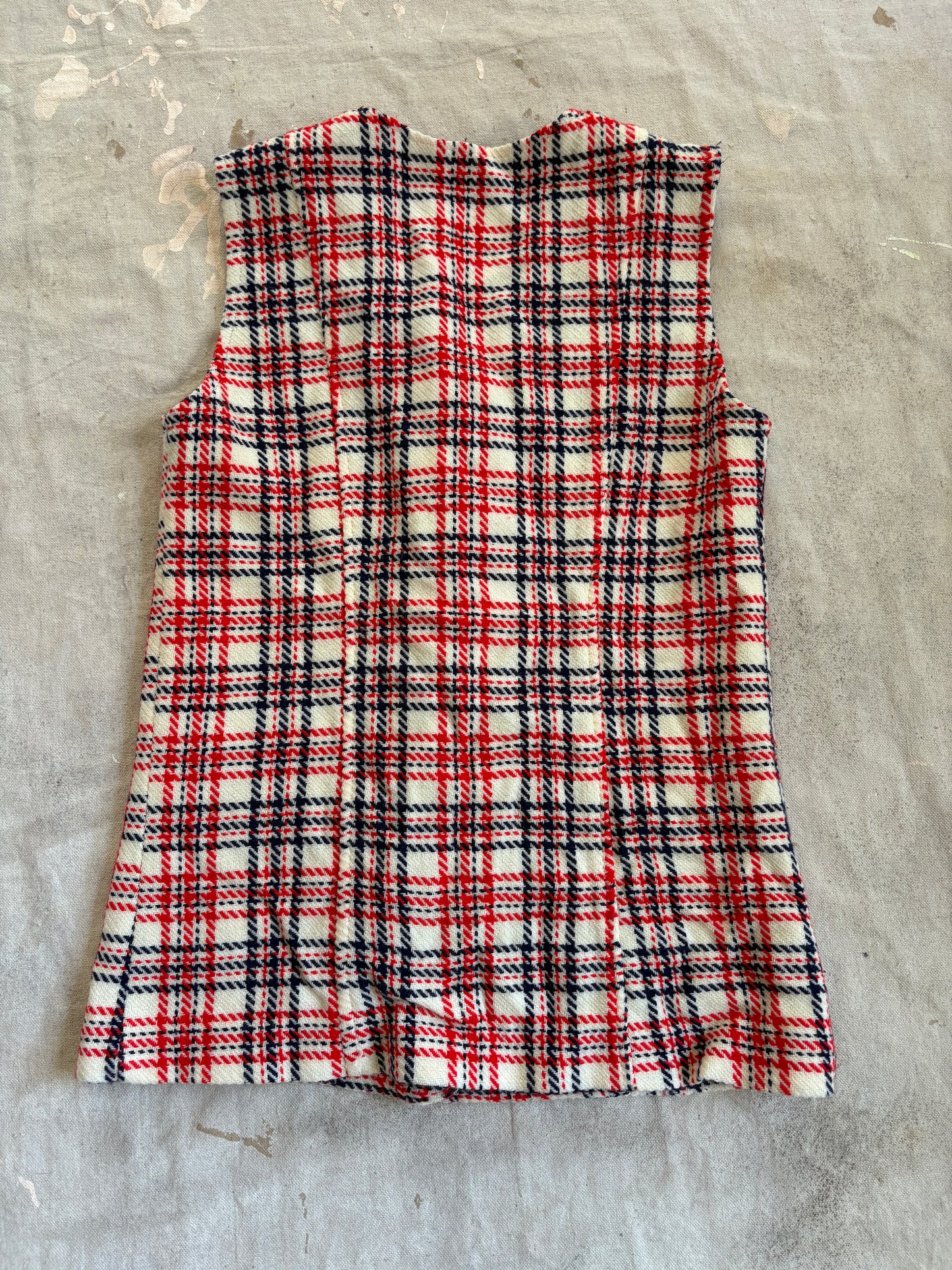 Vintage 70s/80s Red White Blue Plaid Vest Wide Leg Pants Set