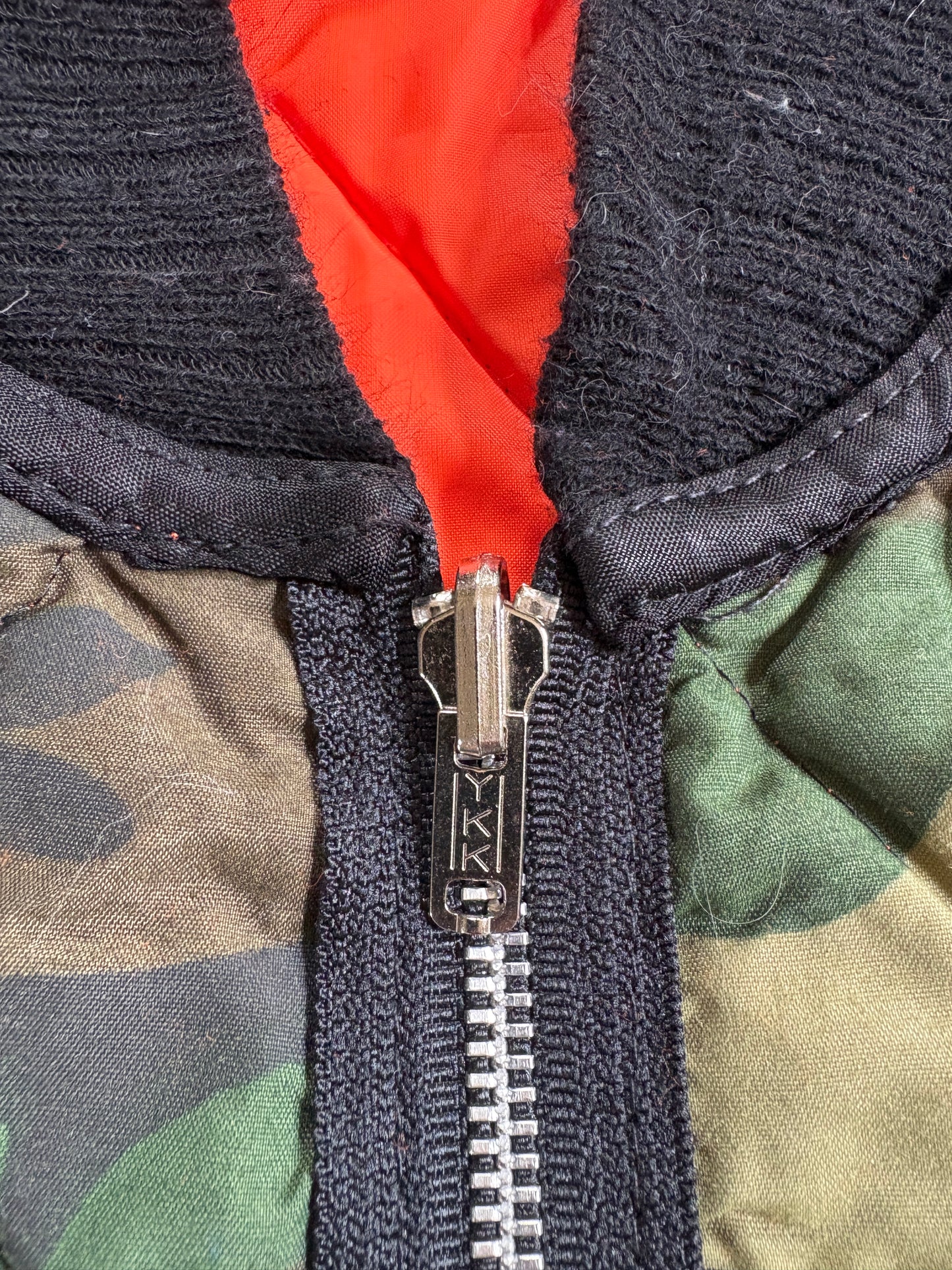 Vintage 80s Reversible Safety Orange Woodland Camo Hunting Vest
