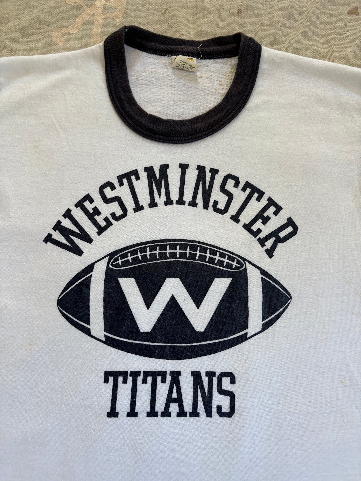 Vintage 80s Westminster Titans Football Ringer Tee