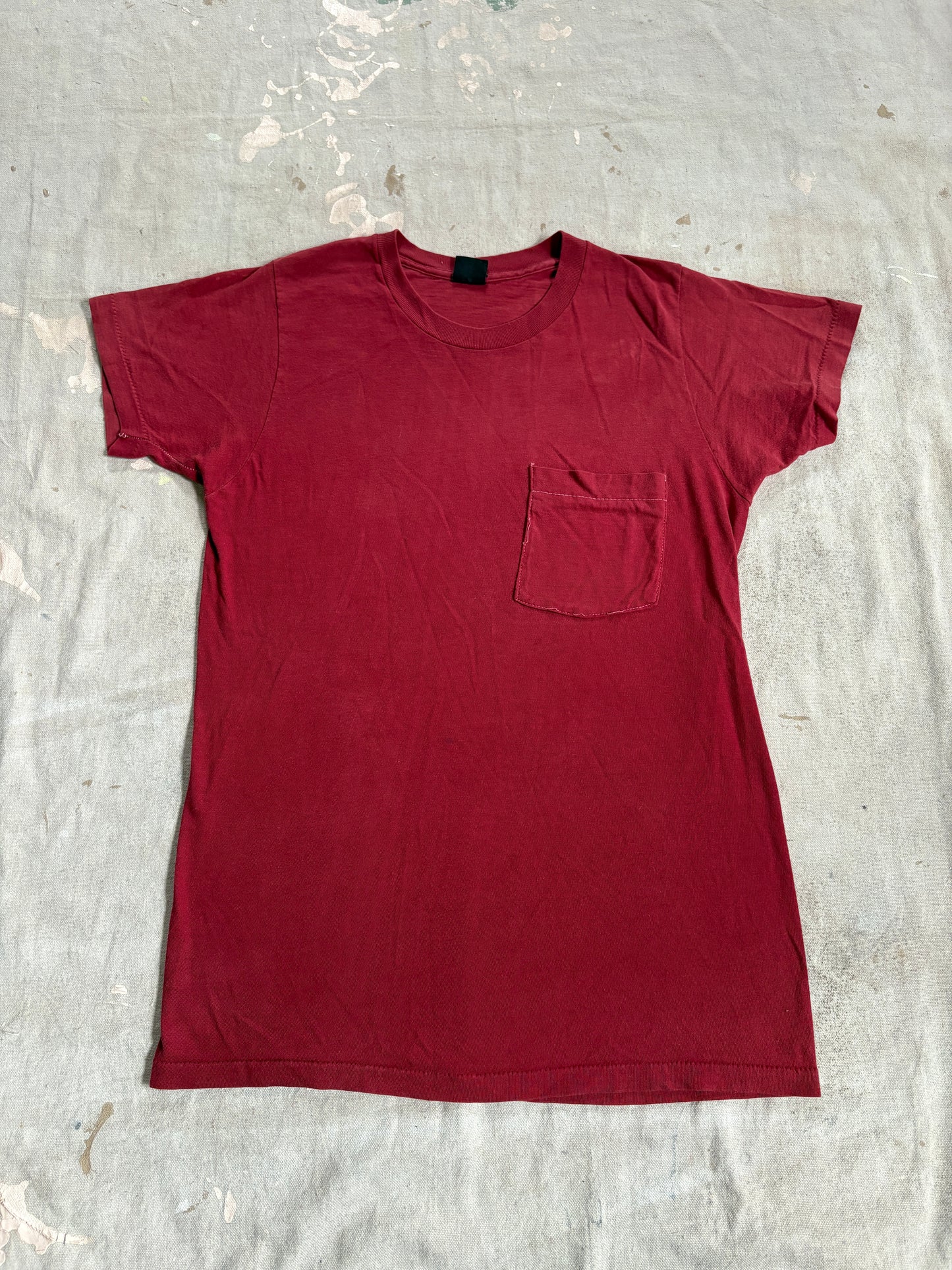 Vintage 70s Blank Maroon Pocket Tee