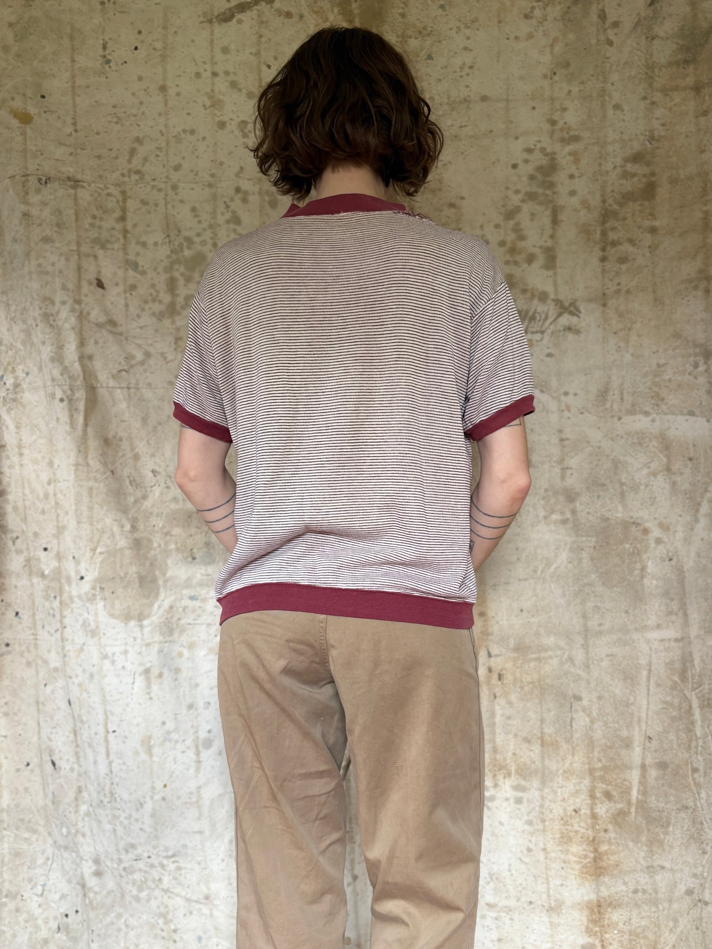 70s Sigma Alpha Epsilon Micro Stripe Short Sleeve Sweatshirt