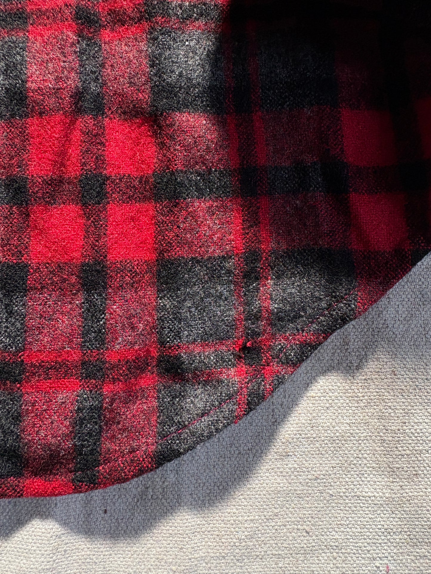 Vintage 80s Wool Blend Red, Black, Gray Plaid Button Down Shirt