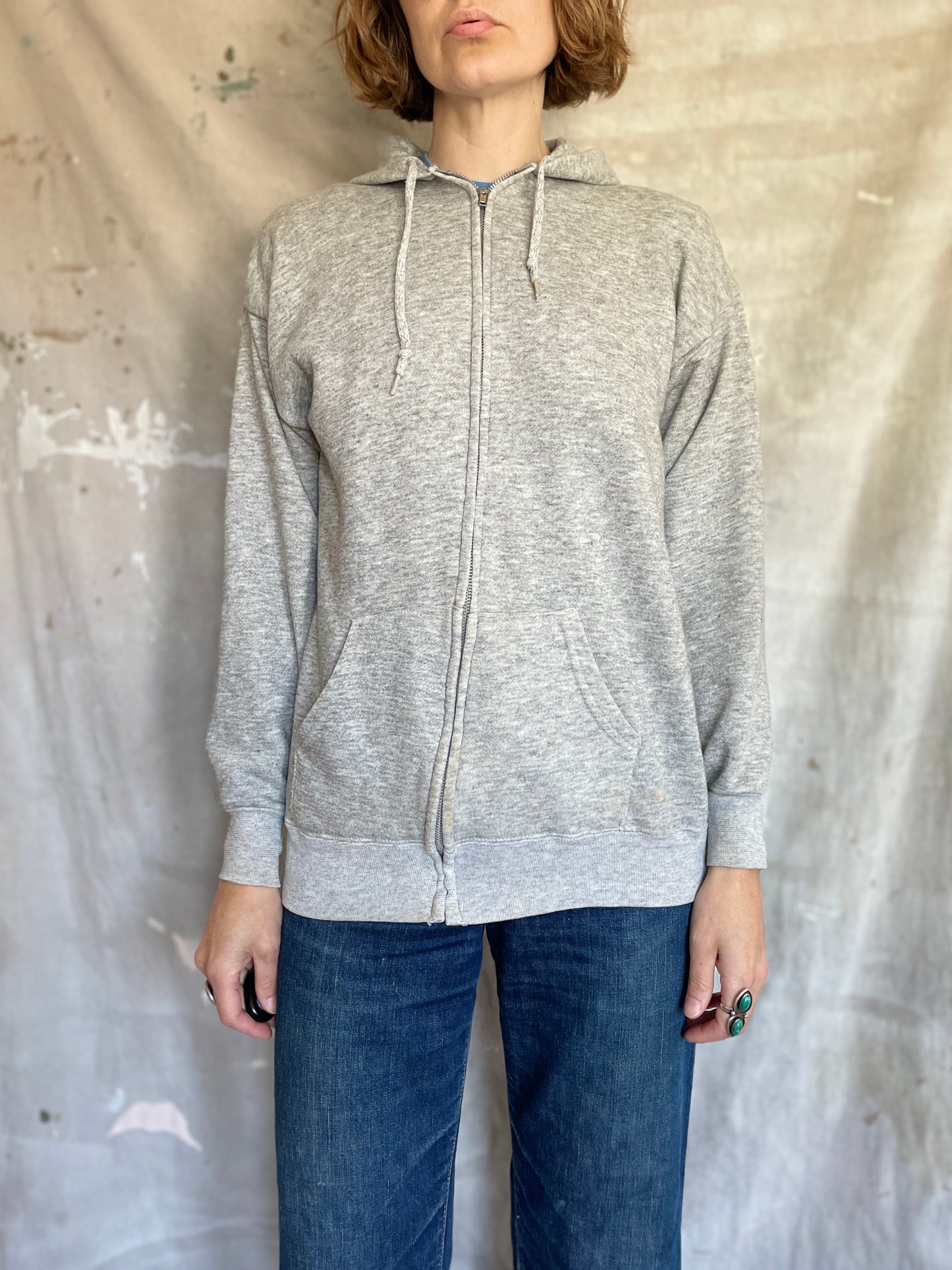 80s Blank Heather Grey Hoodie