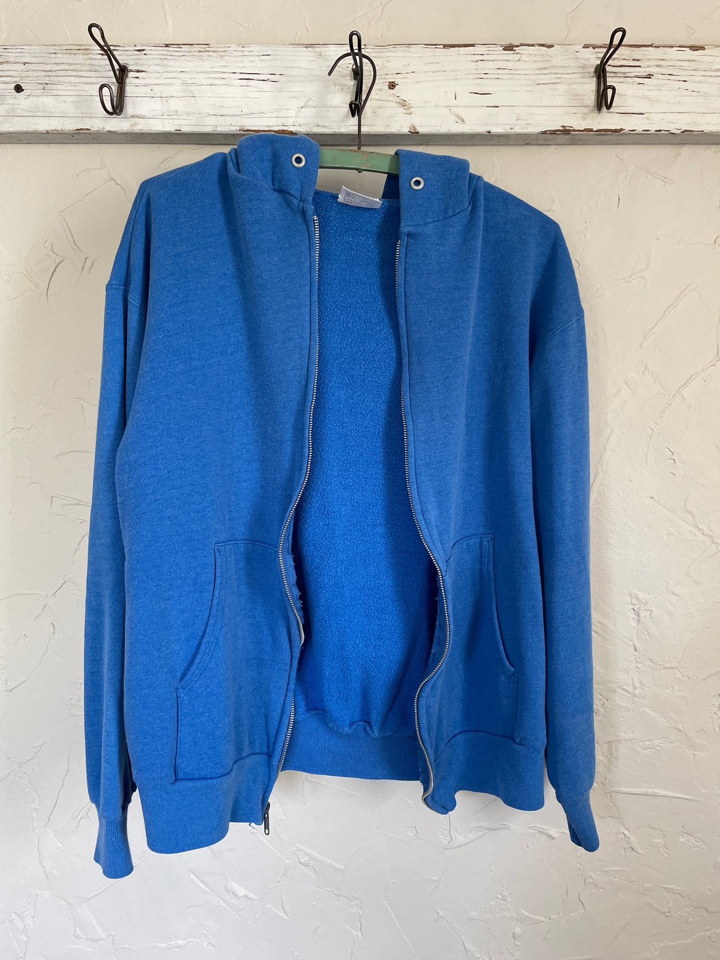 80s Blank Blue Hoodie Sweatshirt