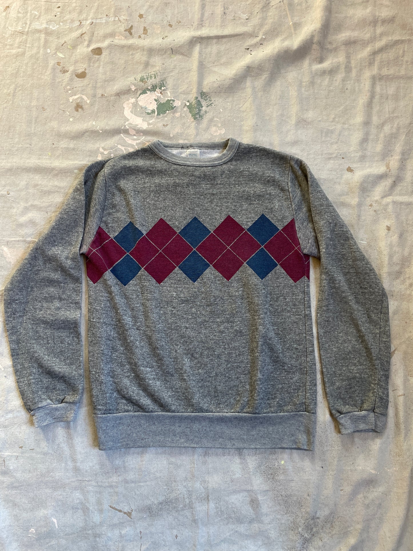 80s Argyle Pattern Sweatshirt