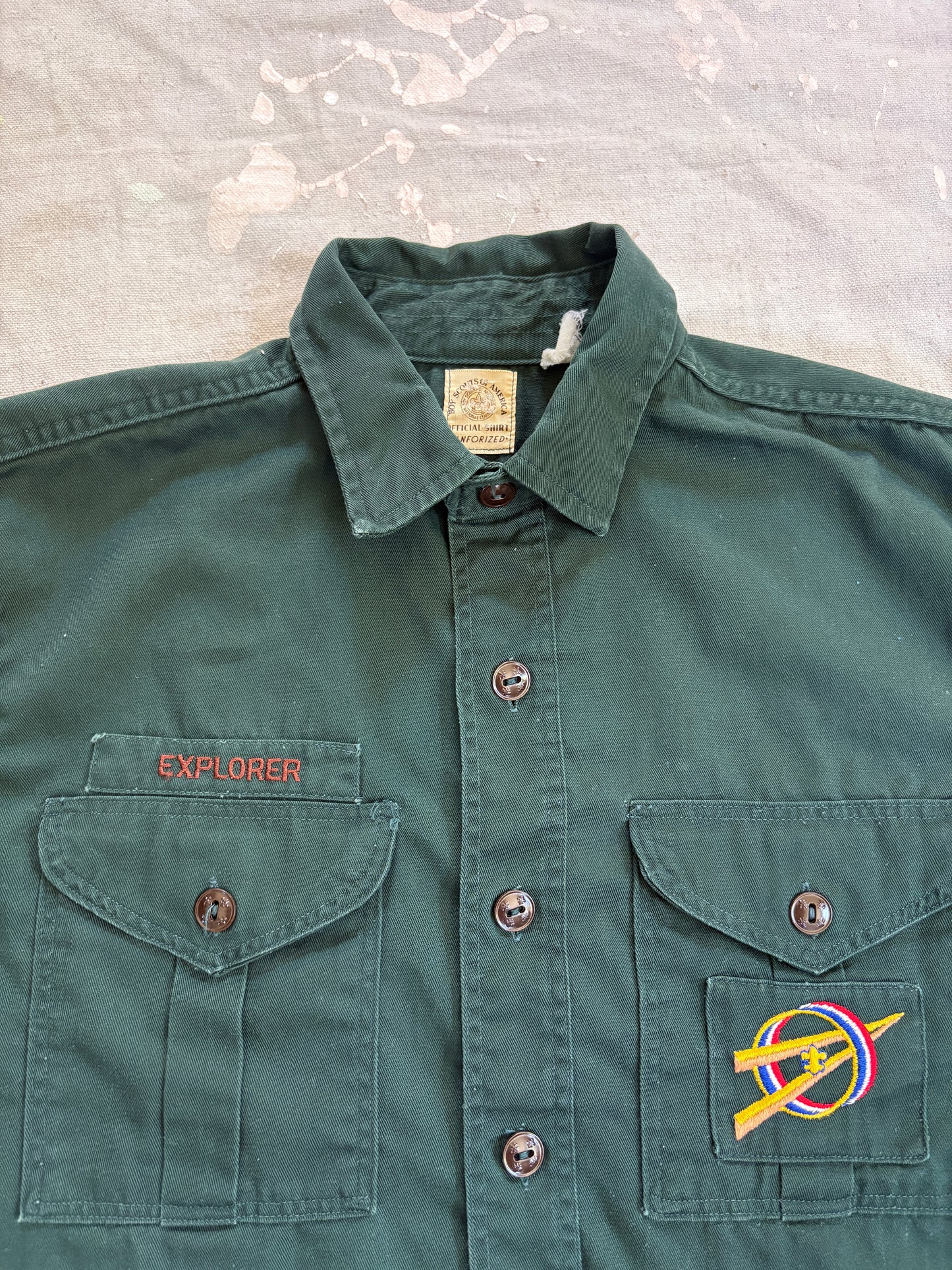Vintage 60s BSA Boy Scouts Green Button Up Shirt