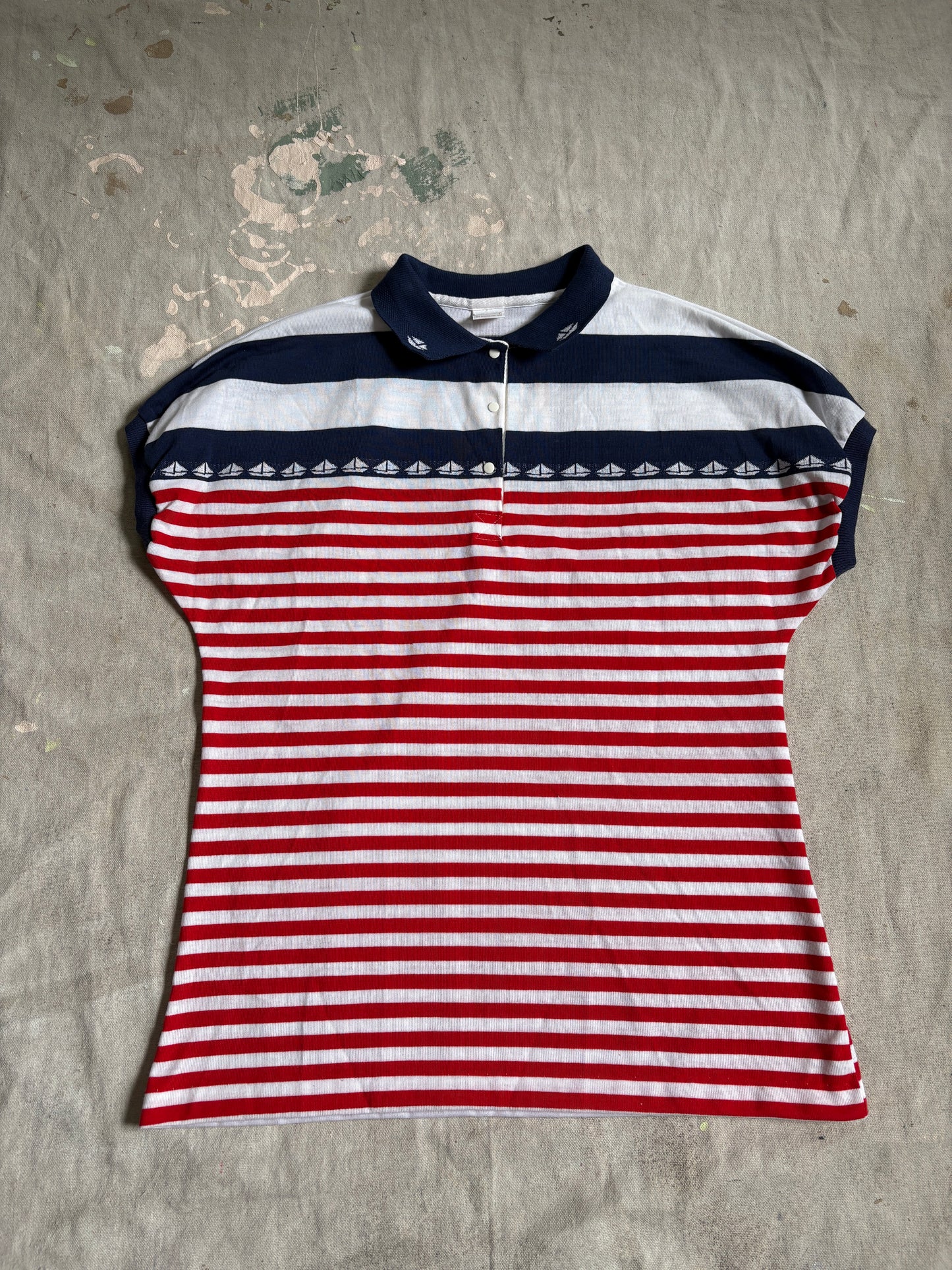 80s Jantzen Striped Sailboat Tee