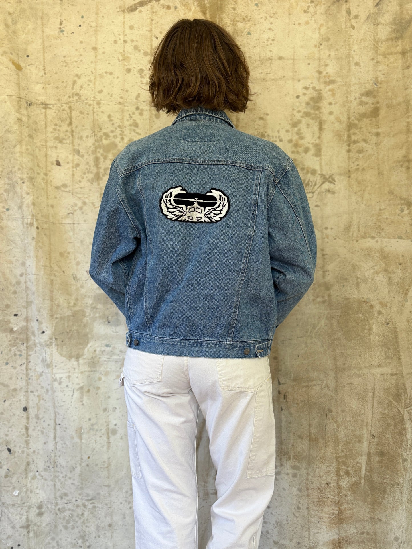 Vintage 90s Today’s News Jean Jacket Air Borne Patch