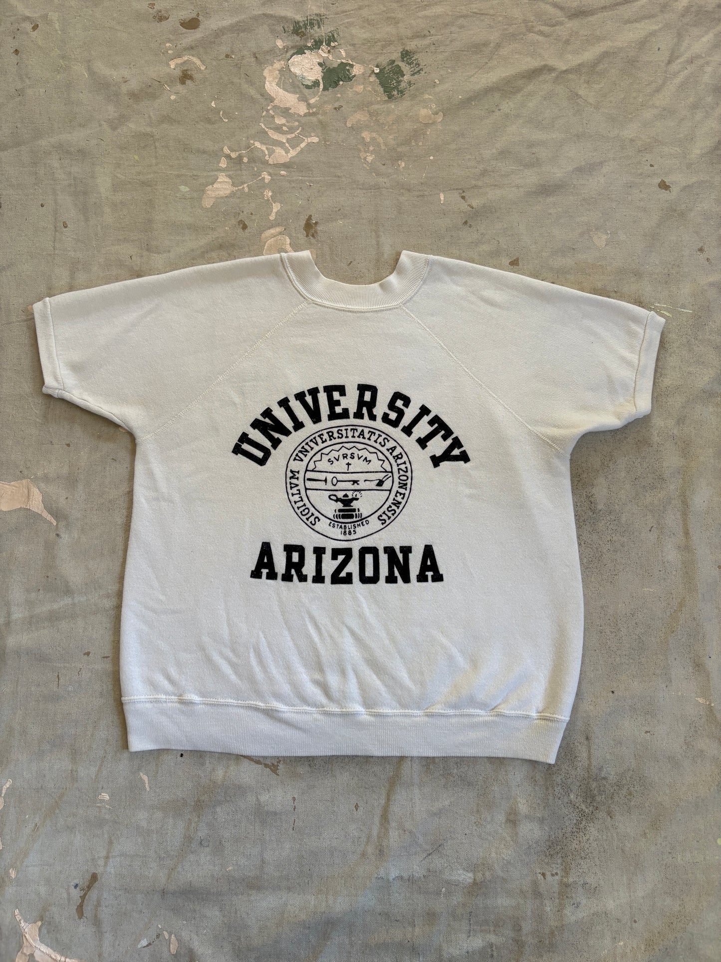 Vintage 70s/80s University Of Arizona Flocked Short Sleeve Sweatshirt