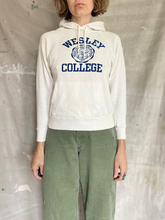 80s Wesley College Flocked Hoodie