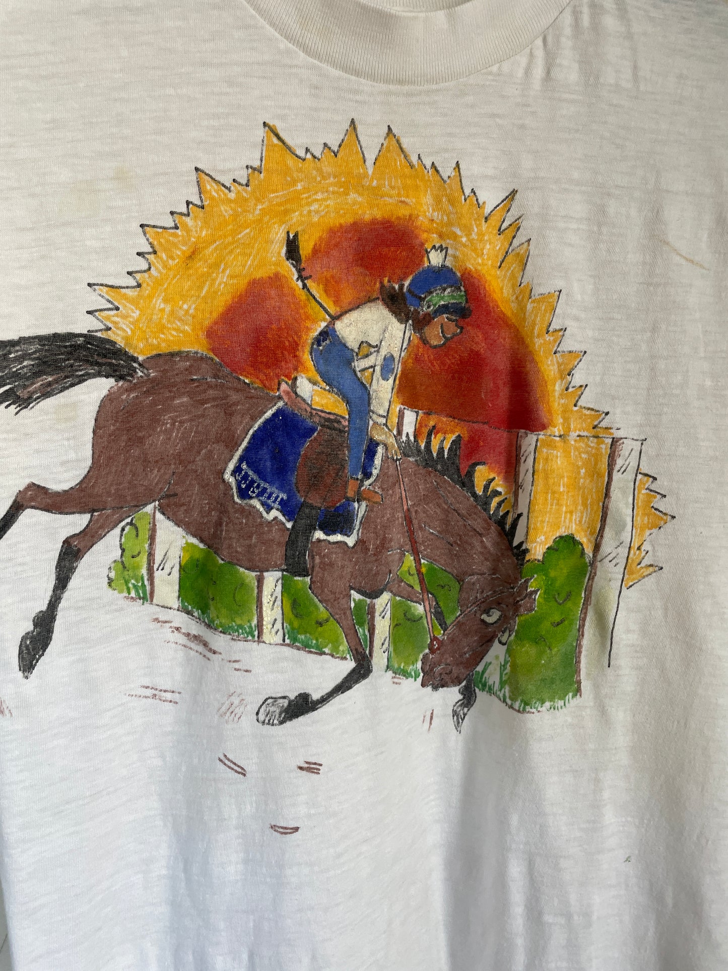 80s Hand Drawn Equestrian Horse Tee