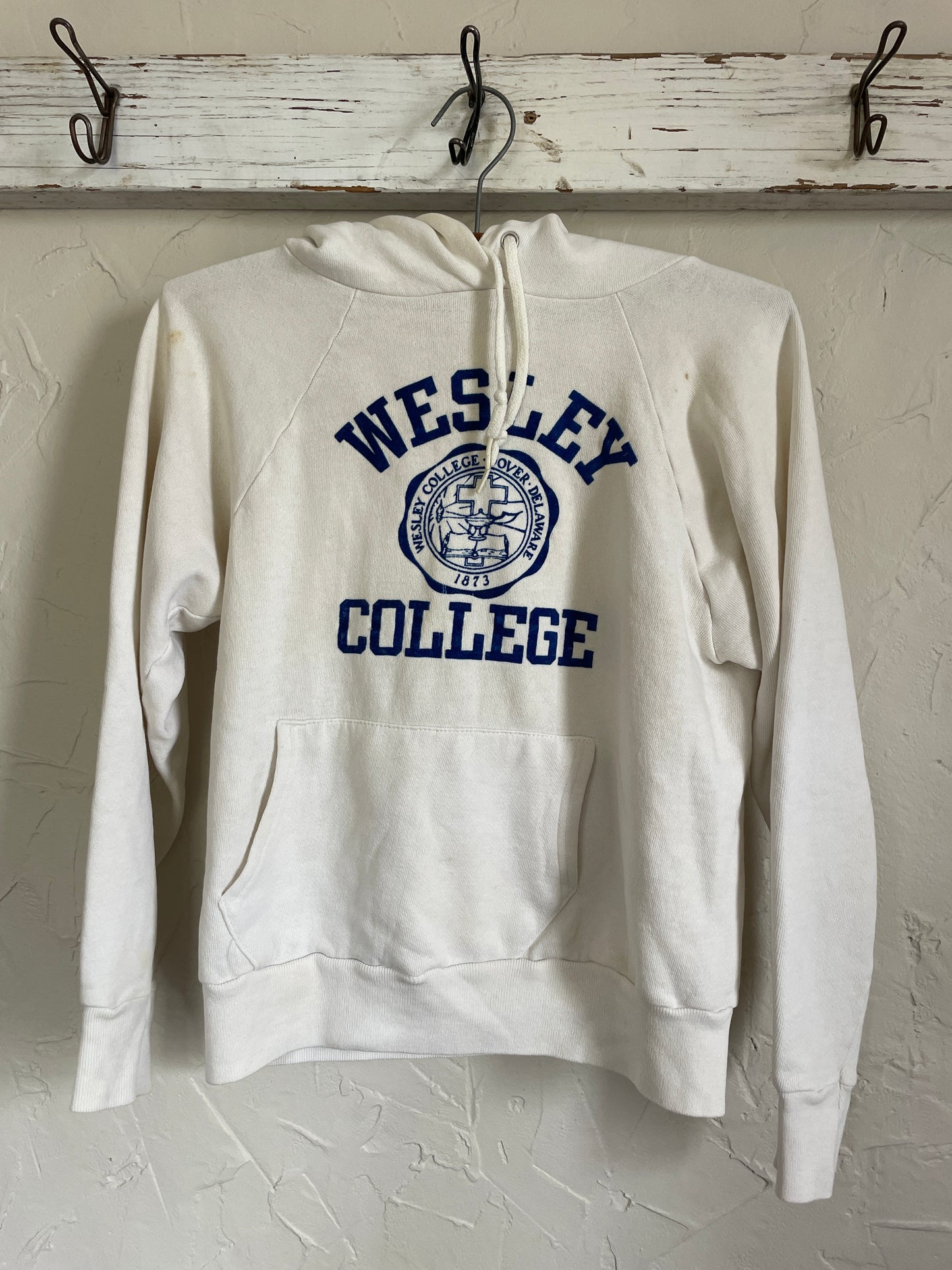 80s Wesley College Flocked Hoodie