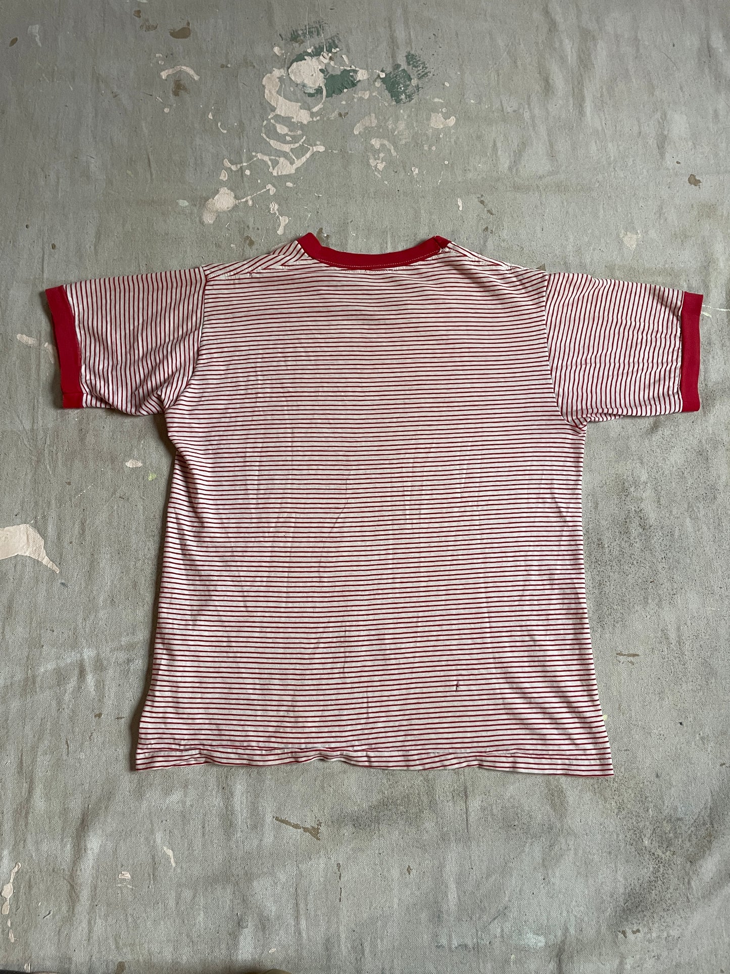 70s Lutheran Camping Micro Stripe Tee