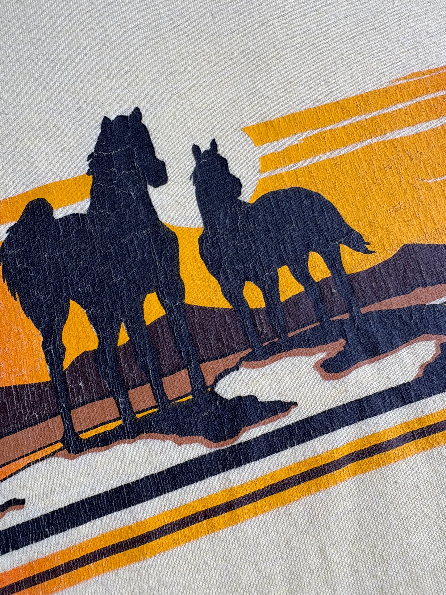 Vintage 80s Horses At Sunset Tee