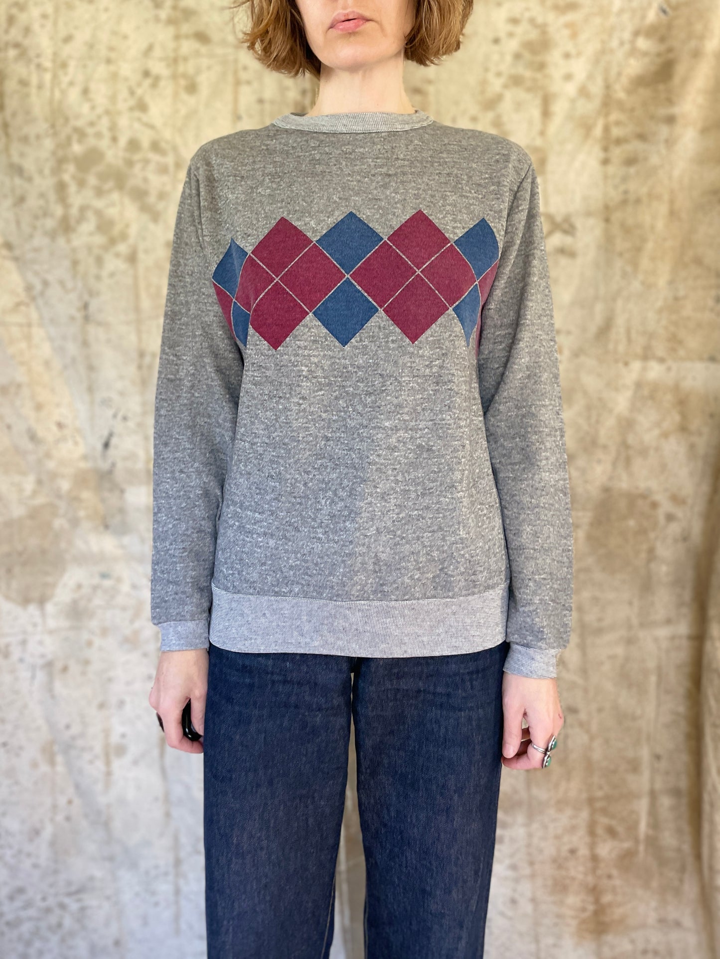 80s Argyle Pattern Sweatshirt