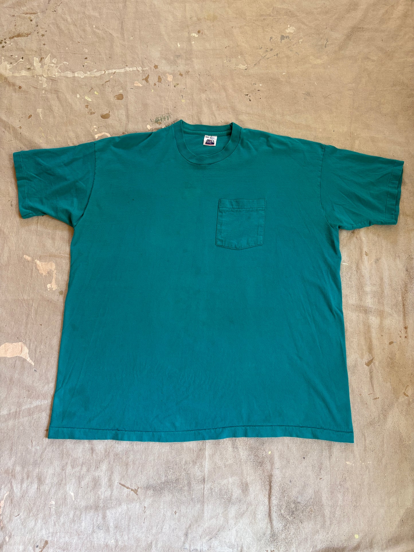 Vintage 90s BVD Blank Teal Pocket Tee