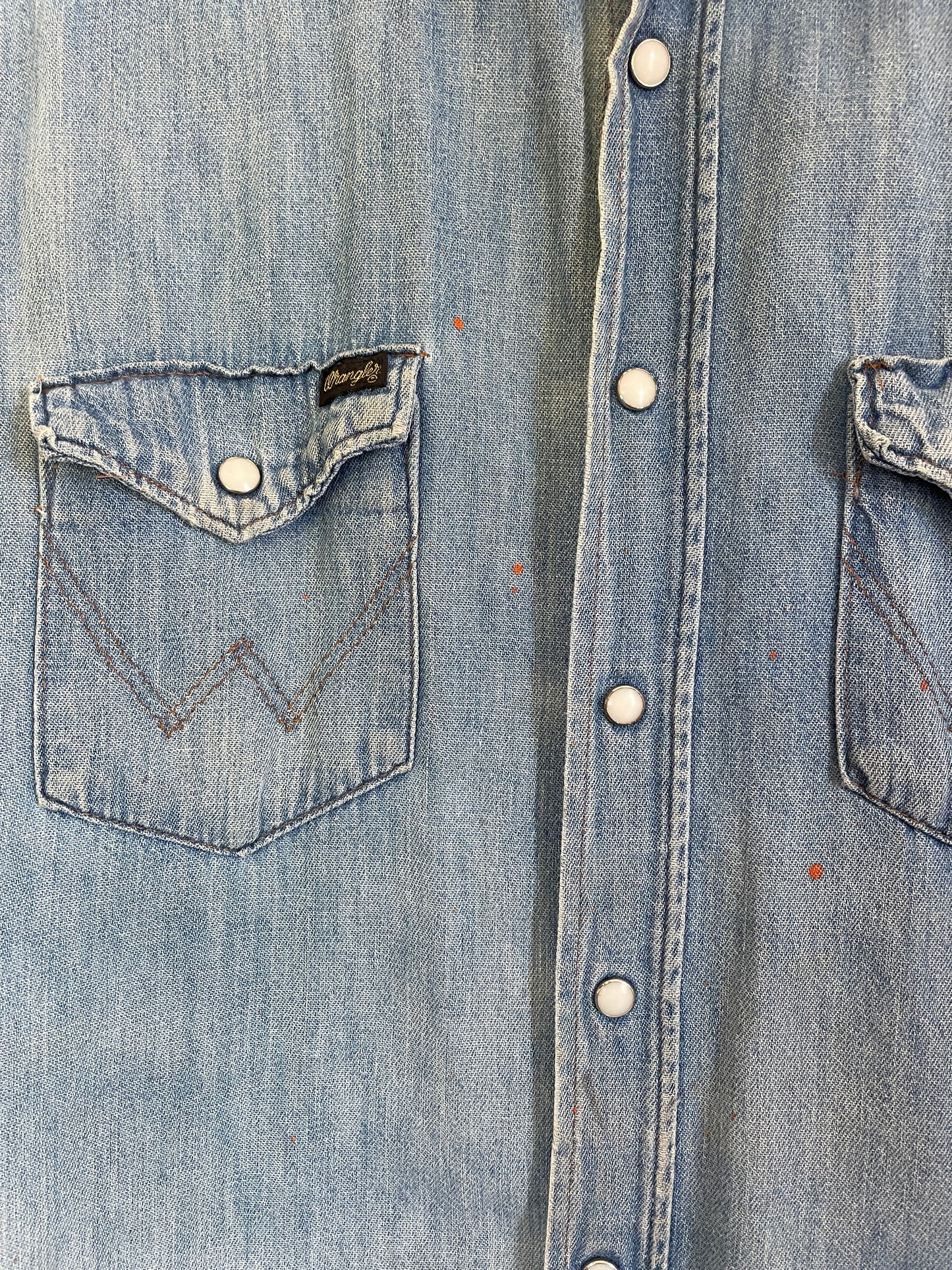 70s Wrangler Pearl Snap Chambray Shirt