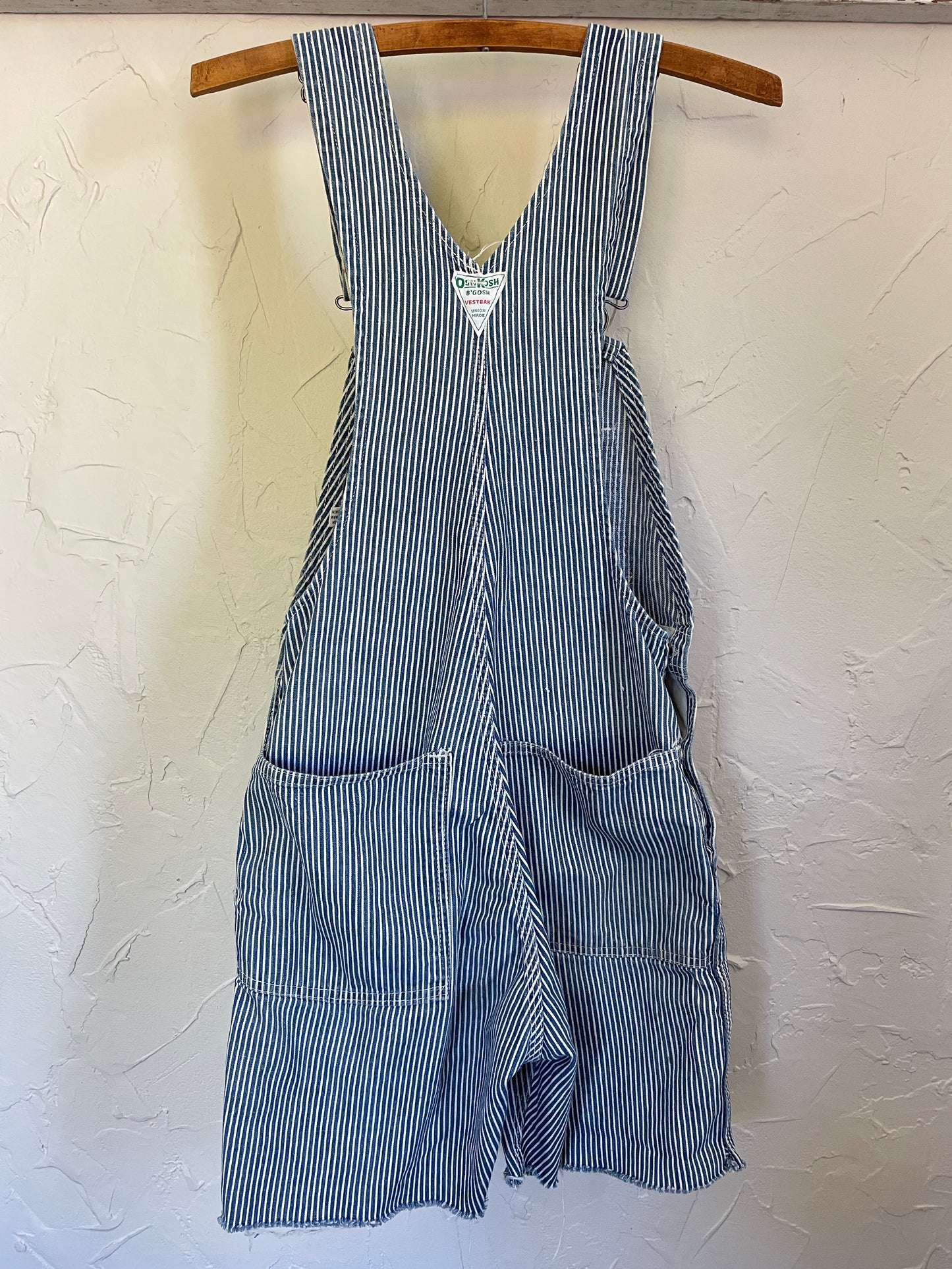 70s OshKosh Hickory Stripe Overalls Cut-offs