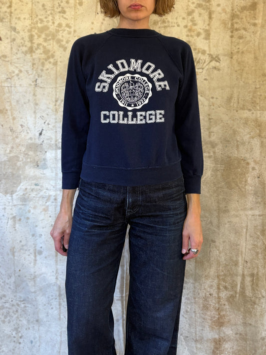 Vintage 80s Skidmore College Flocked Sweatshirt