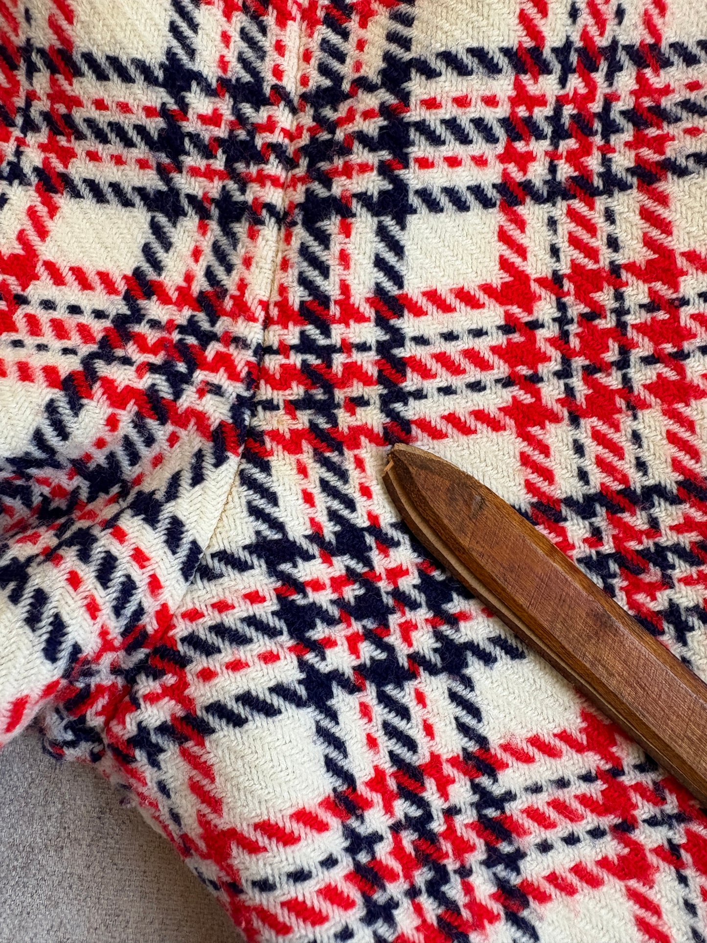 Vintage 70s/80s Red White Blue Plaid Vest Wide Leg Pants Set