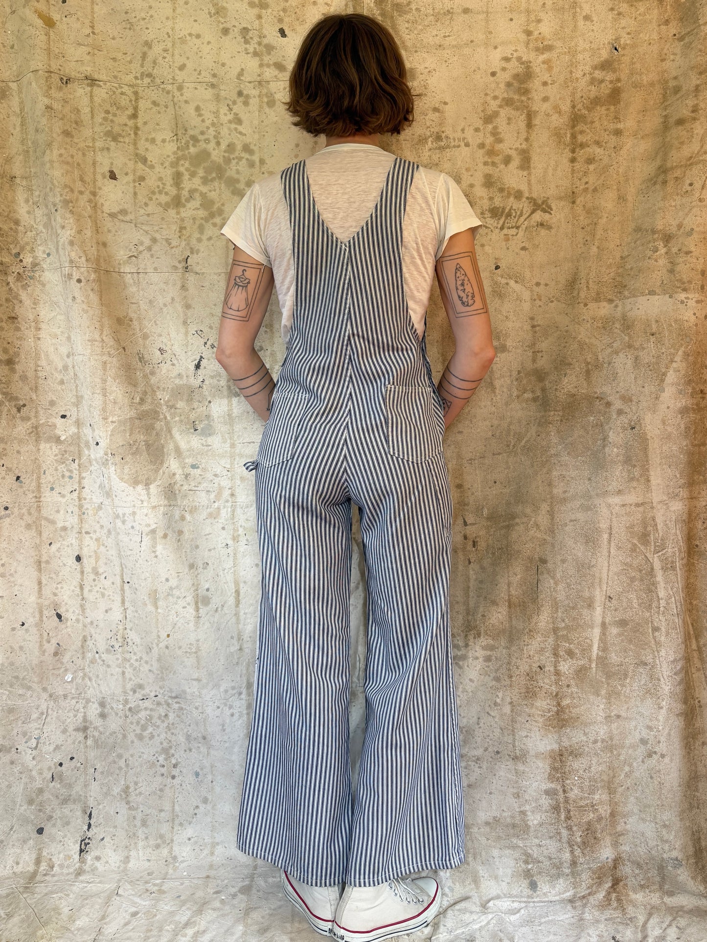 Vintage 60s/70s Sears Striped Bell Bottom Overalls