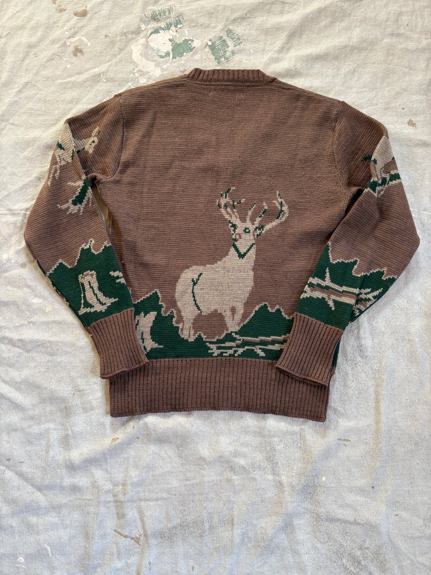 Vintage 40s/50s Lamb Knit Deer Sweater