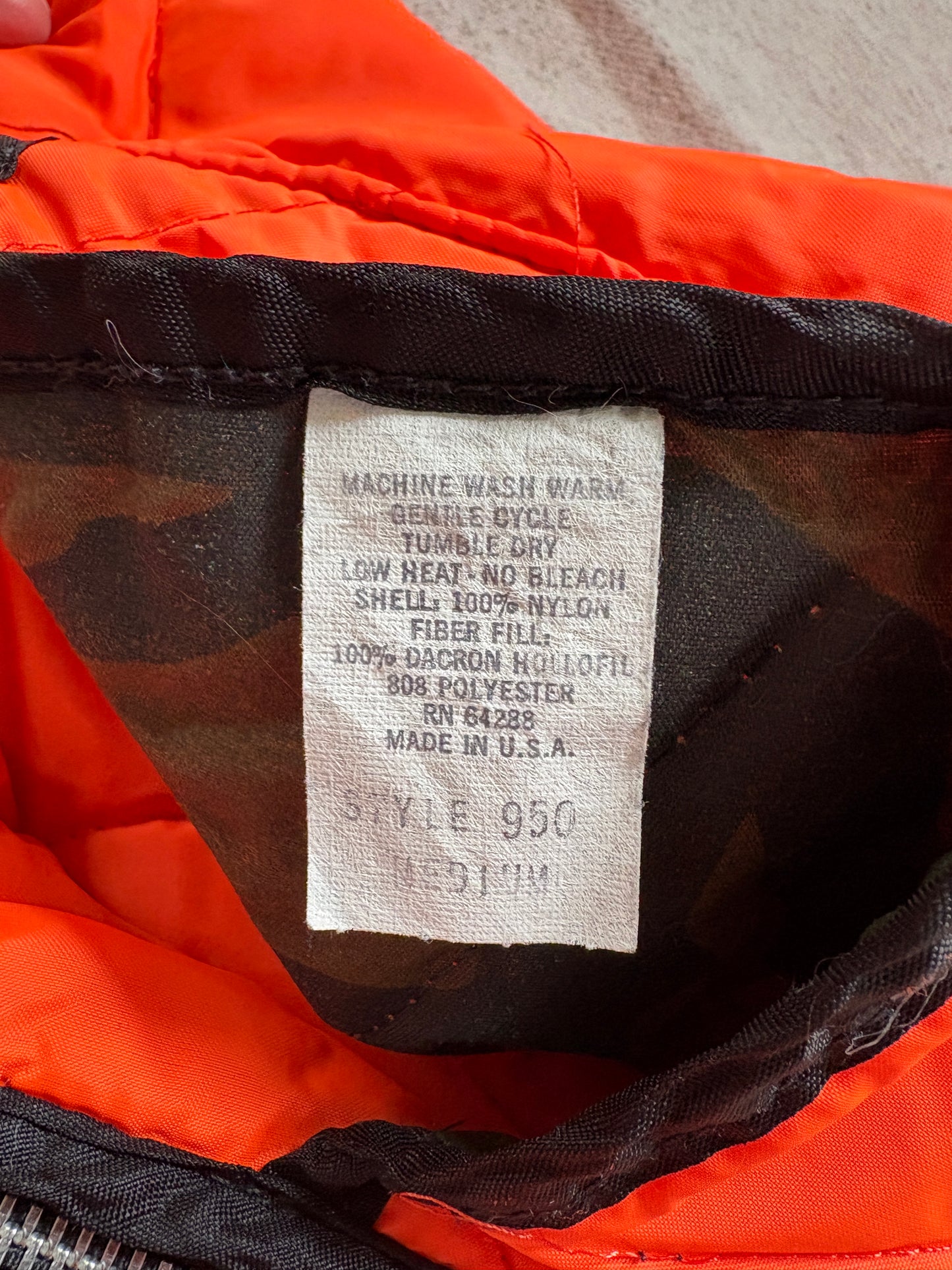 Vintage 80s Reversible Safety Orange Woodland Camo Hunting Vest