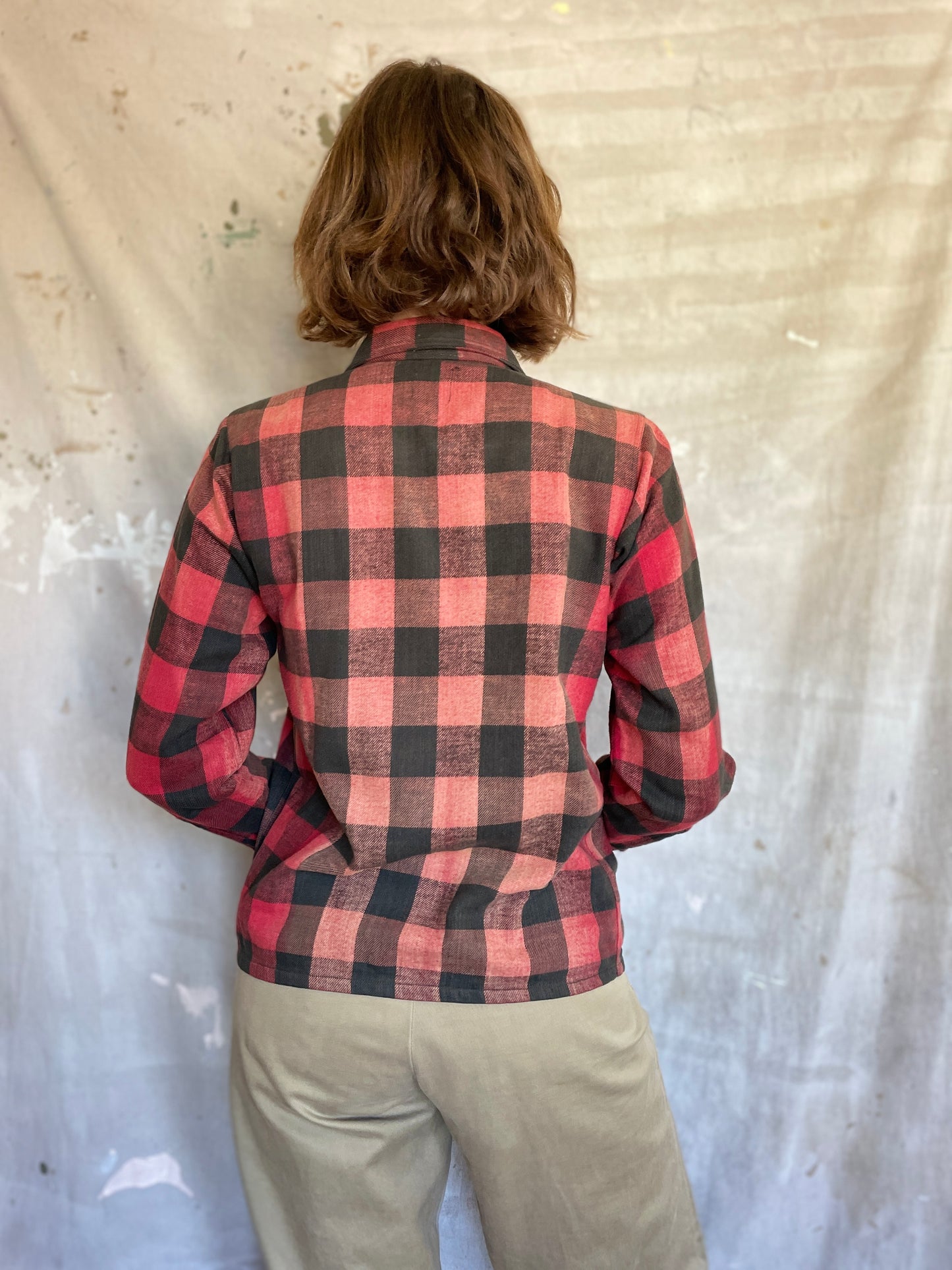 40s Faded Plaid Flannel Shirt