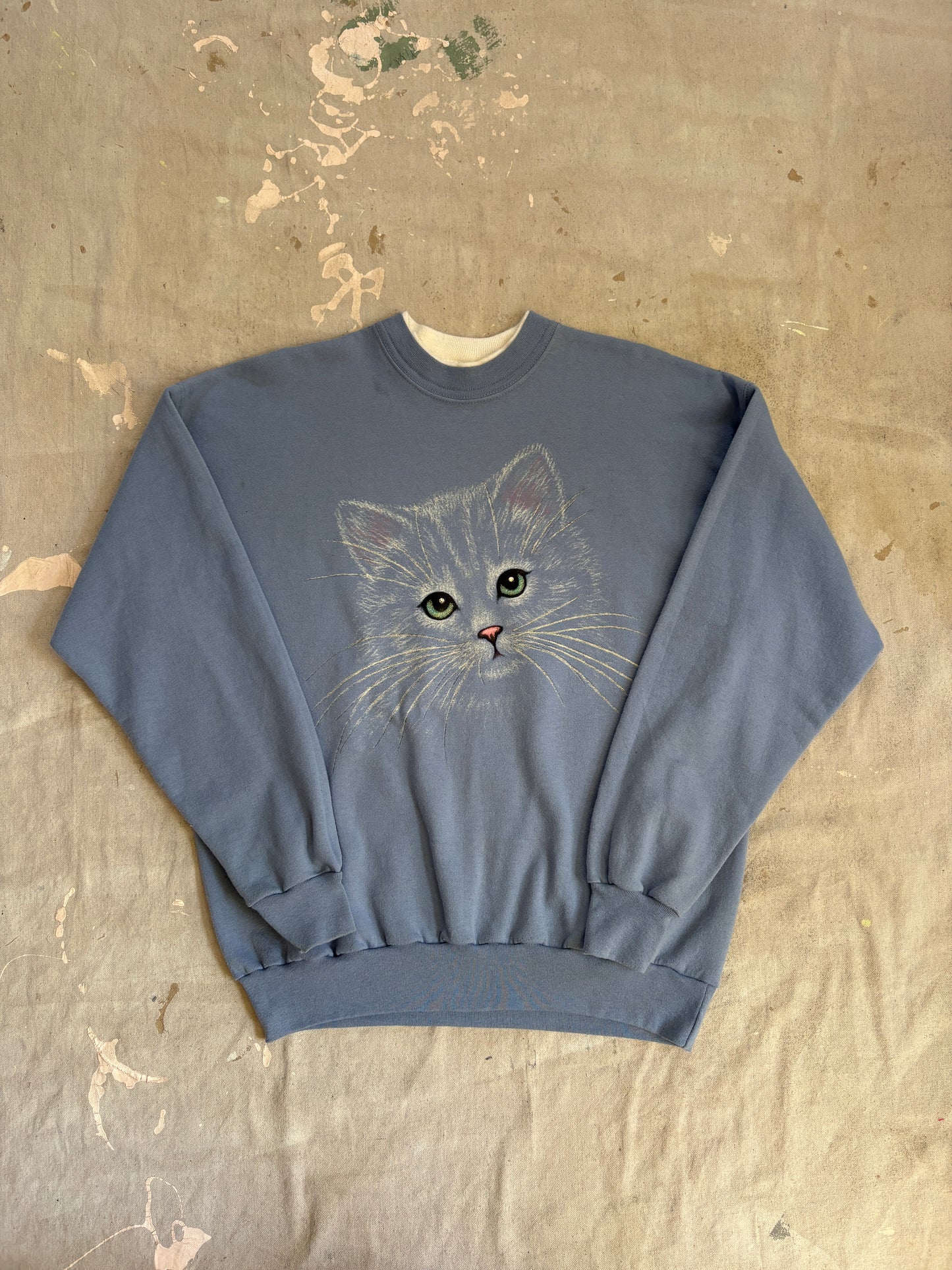 Vintage 90s Painted Cat Face Sweatshirt
