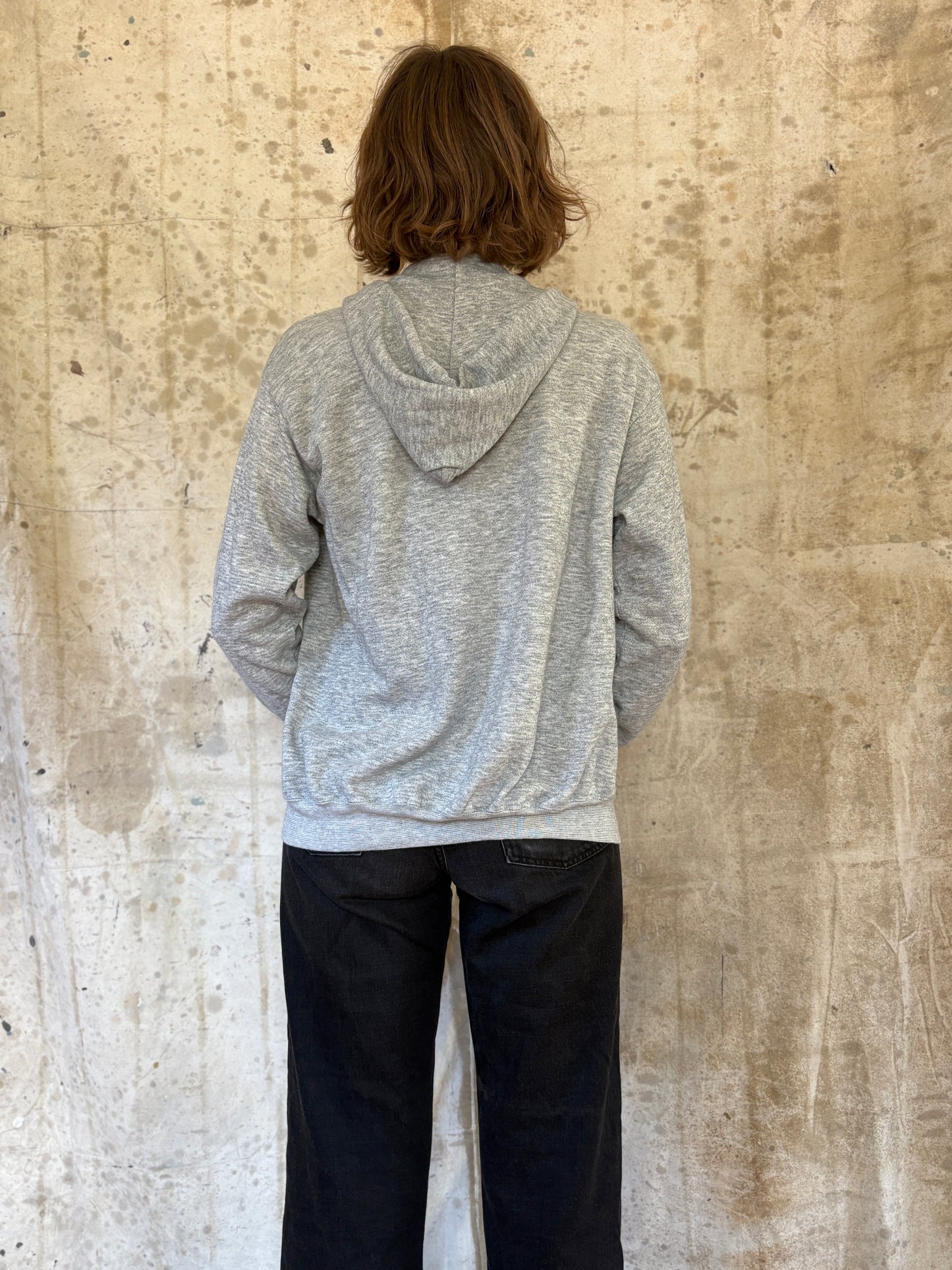 Vintage 80s Blank Grey Zip Hoodie