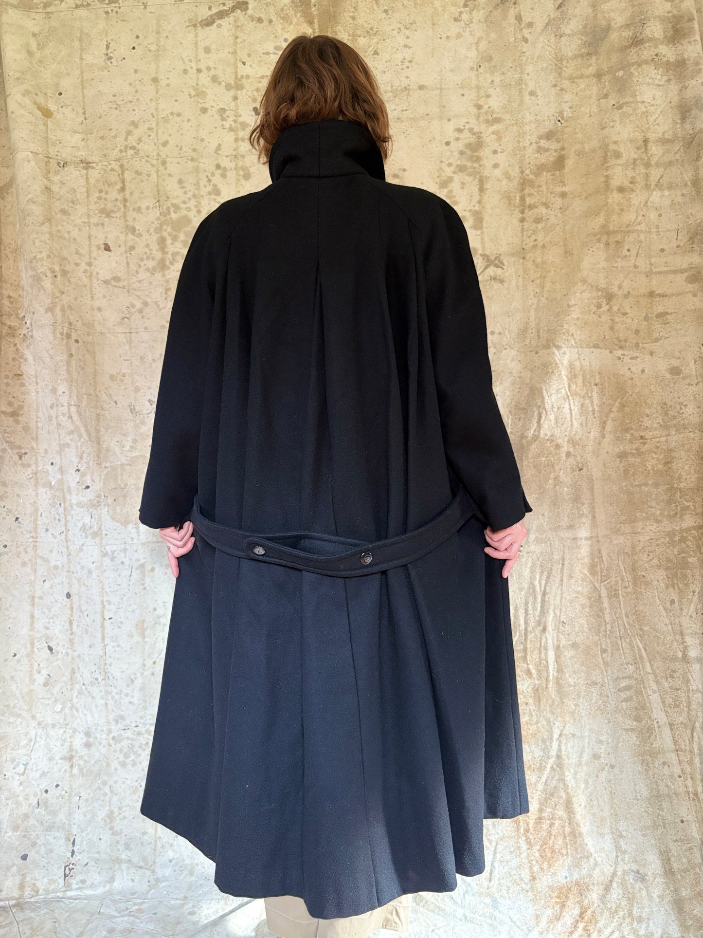 90s Black Wool Peacoat