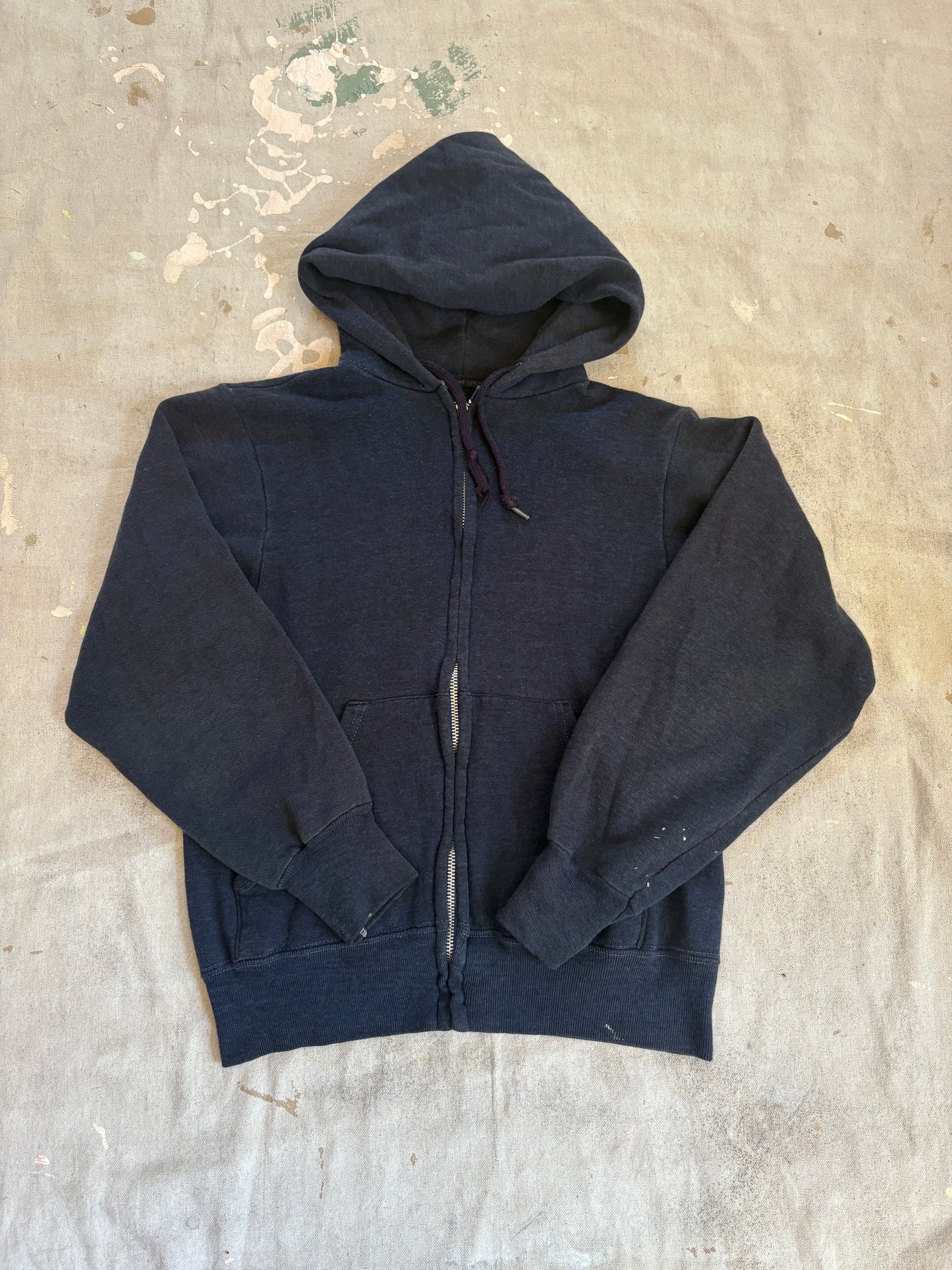 80s Blank Navy Blue Hoodie Sweatshirt