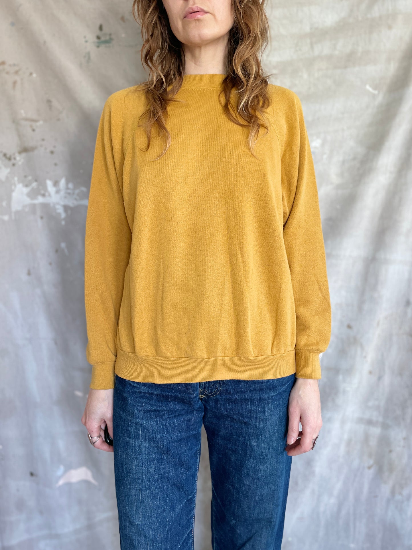 80s Blank Mustard Yellow Sweatshirt