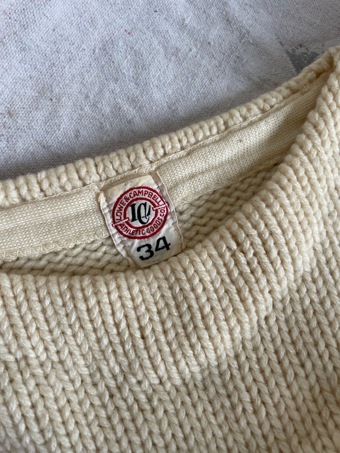 30s/40s Ecru Pullover Varsity Sweater