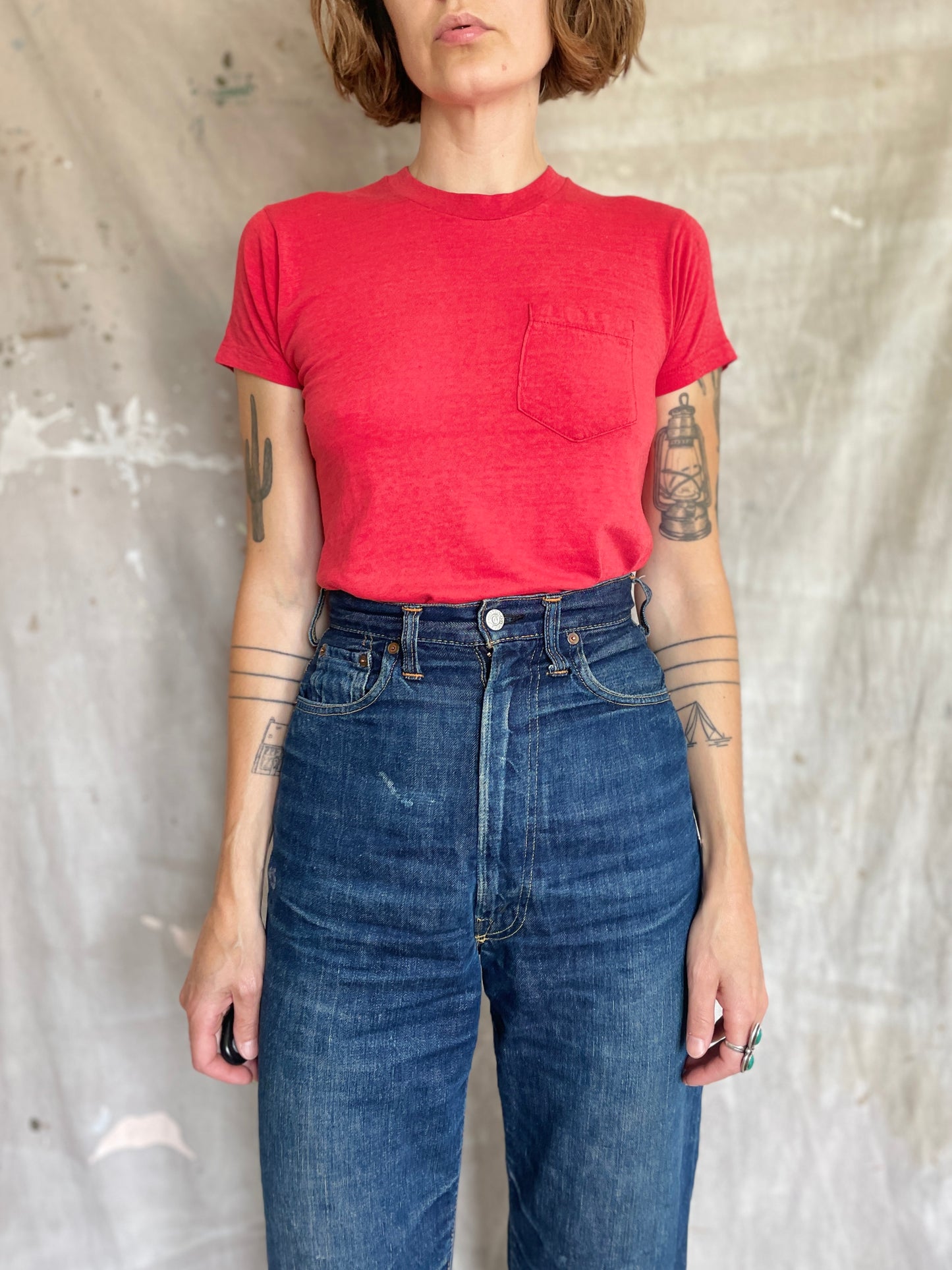 80s Blank Red Pocket Tee