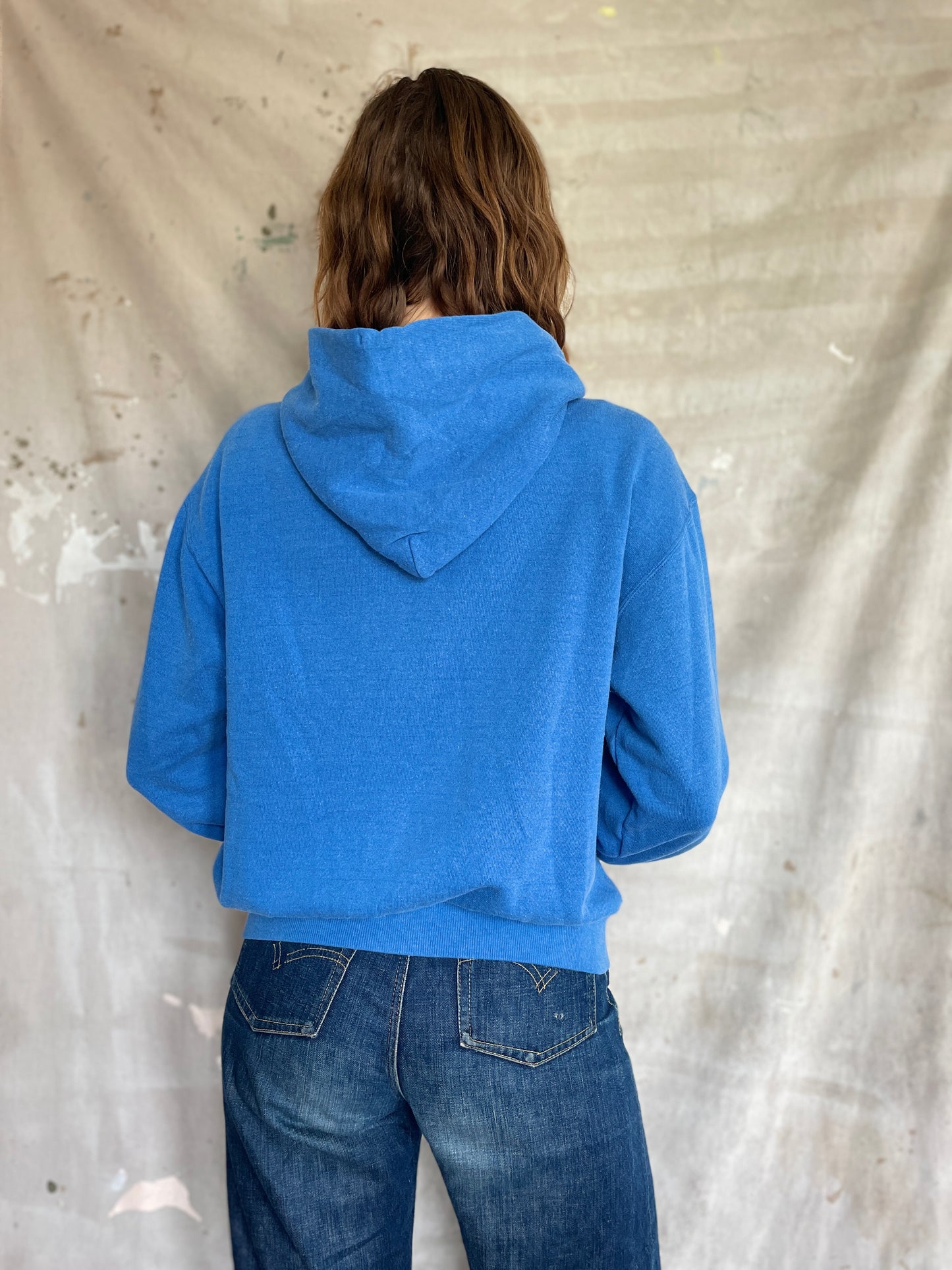 80s Blank Blue Hoodie Sweatshirt