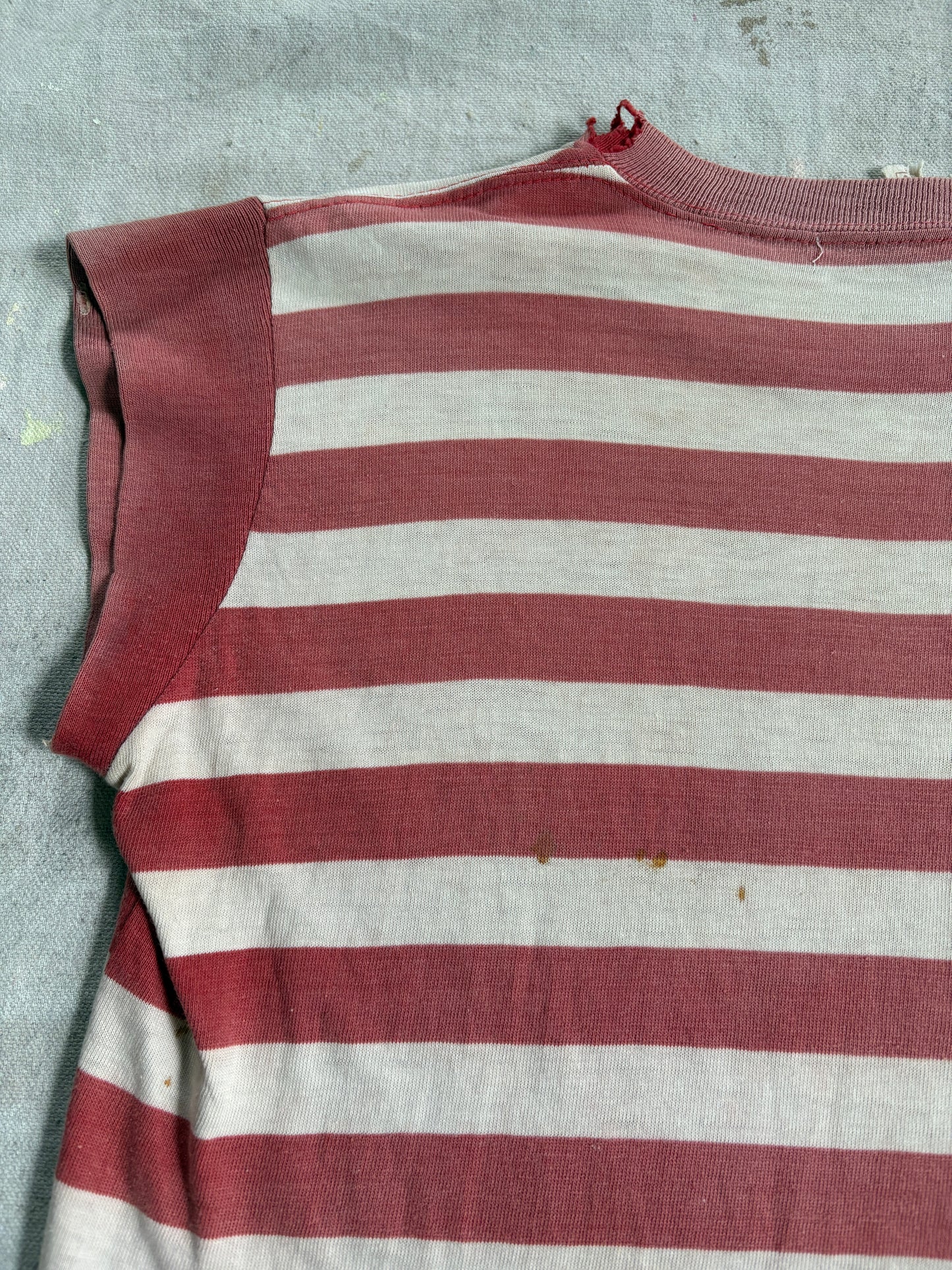 Vintage 50s Faded Red And White Stripe Tee