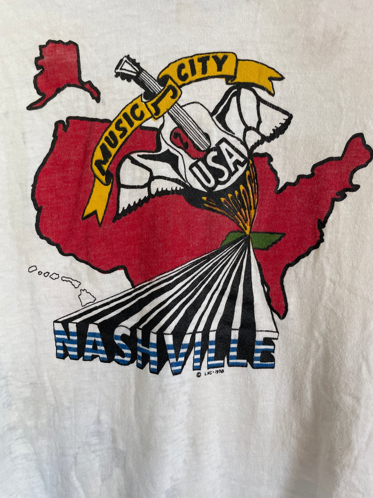 70s Nashville Music City Baseball Tee