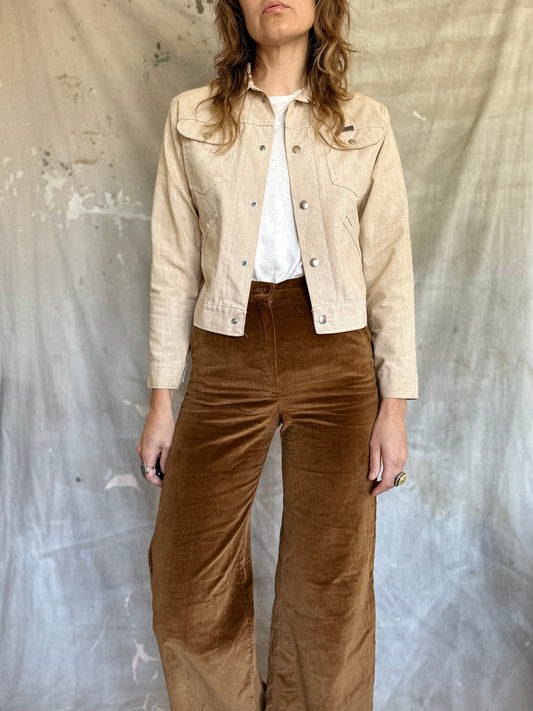 70s Brown Velvet Wide Leg Pants