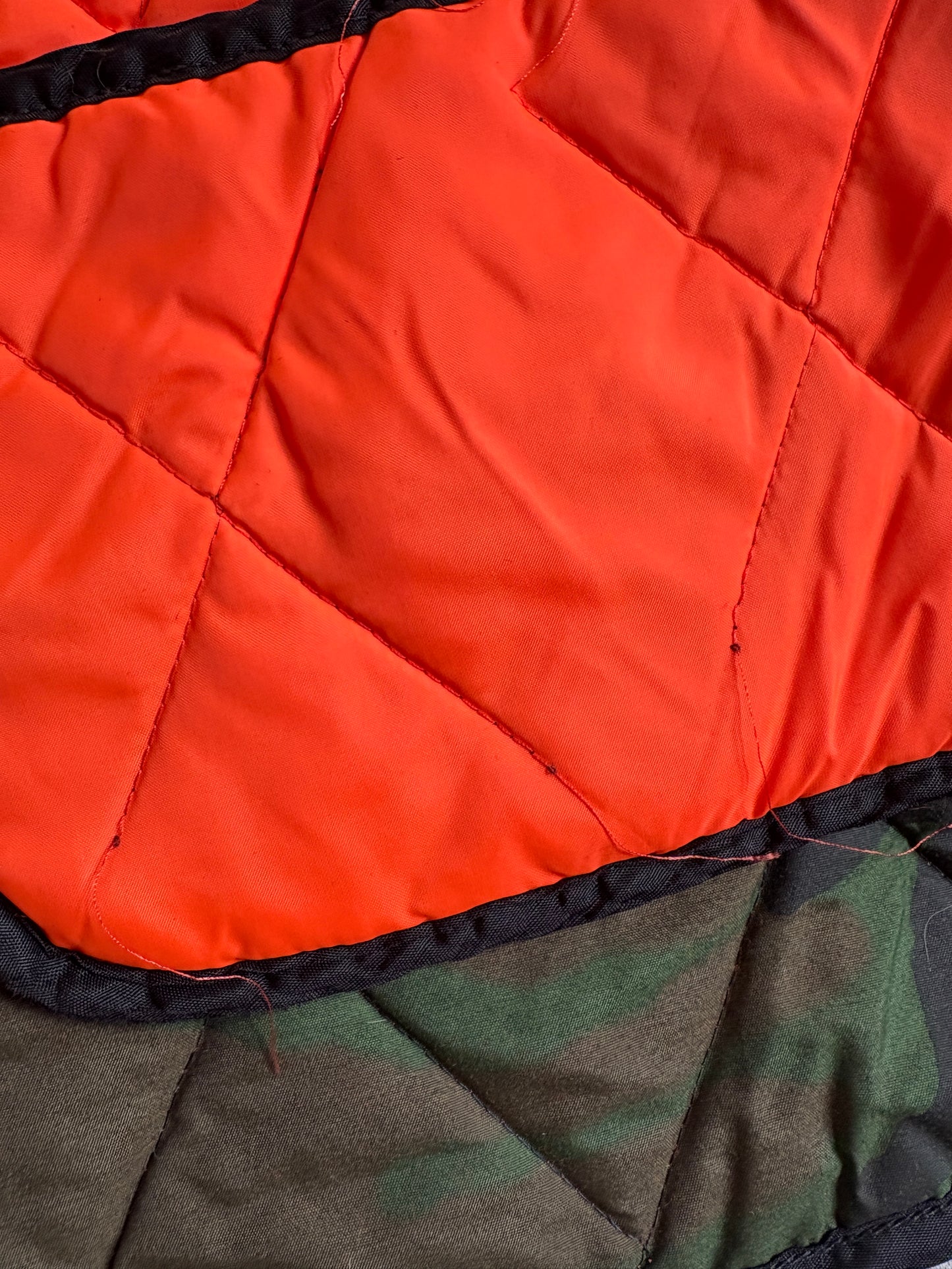 Vintage 80s Reversible Safety Orange Woodland Camo Hunting Vest