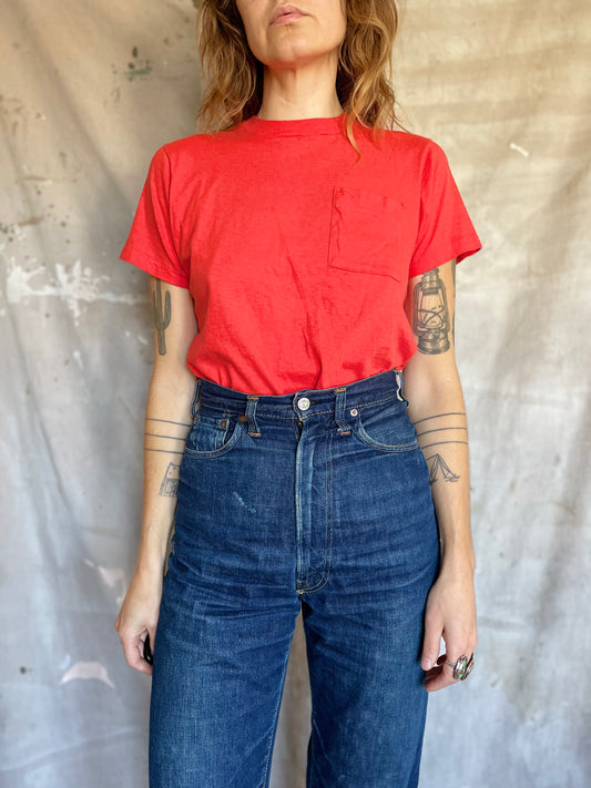 80s Bright Orange Pocket Tee
