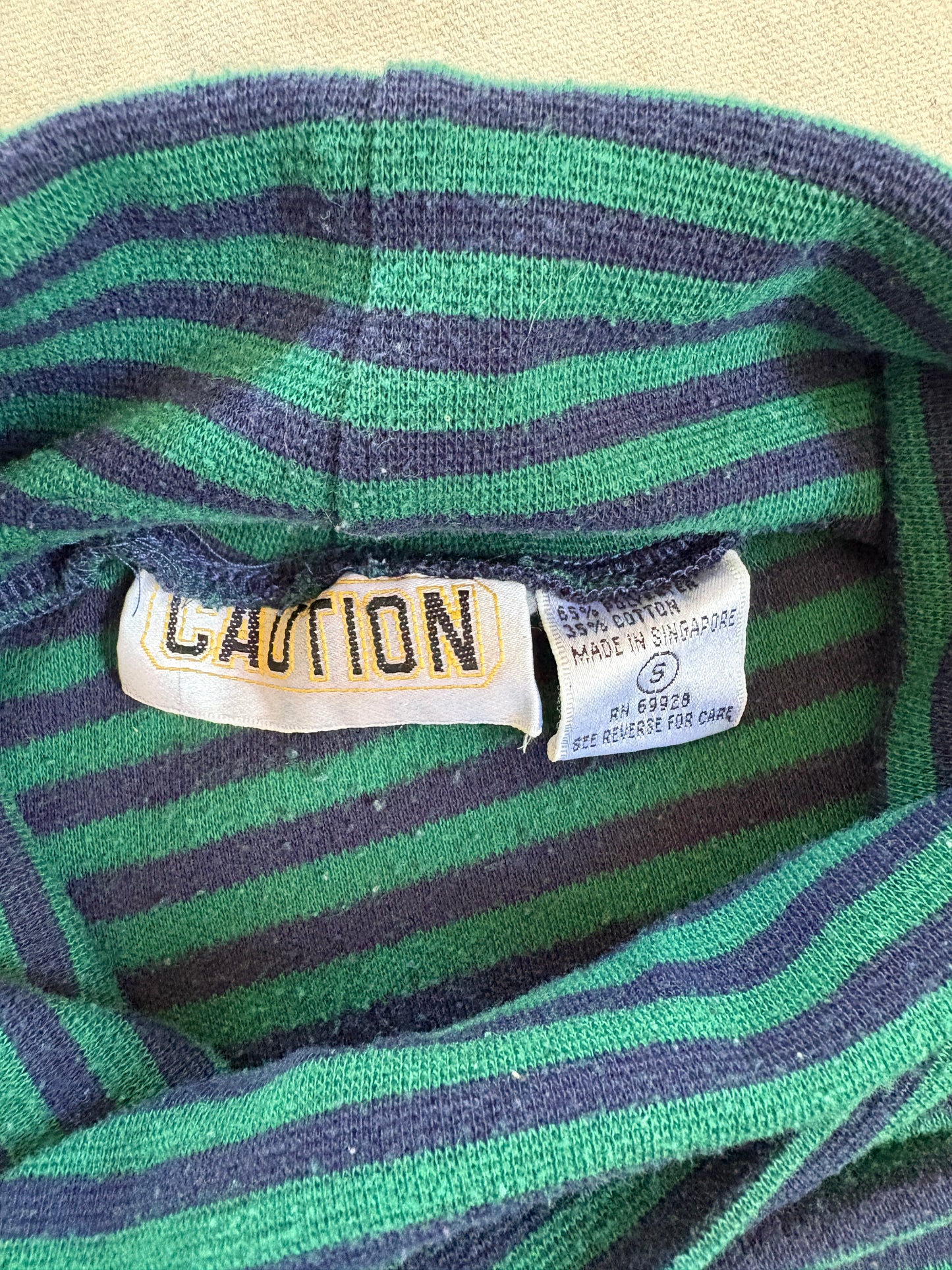 90s Blue And Green Striped Turtleneck