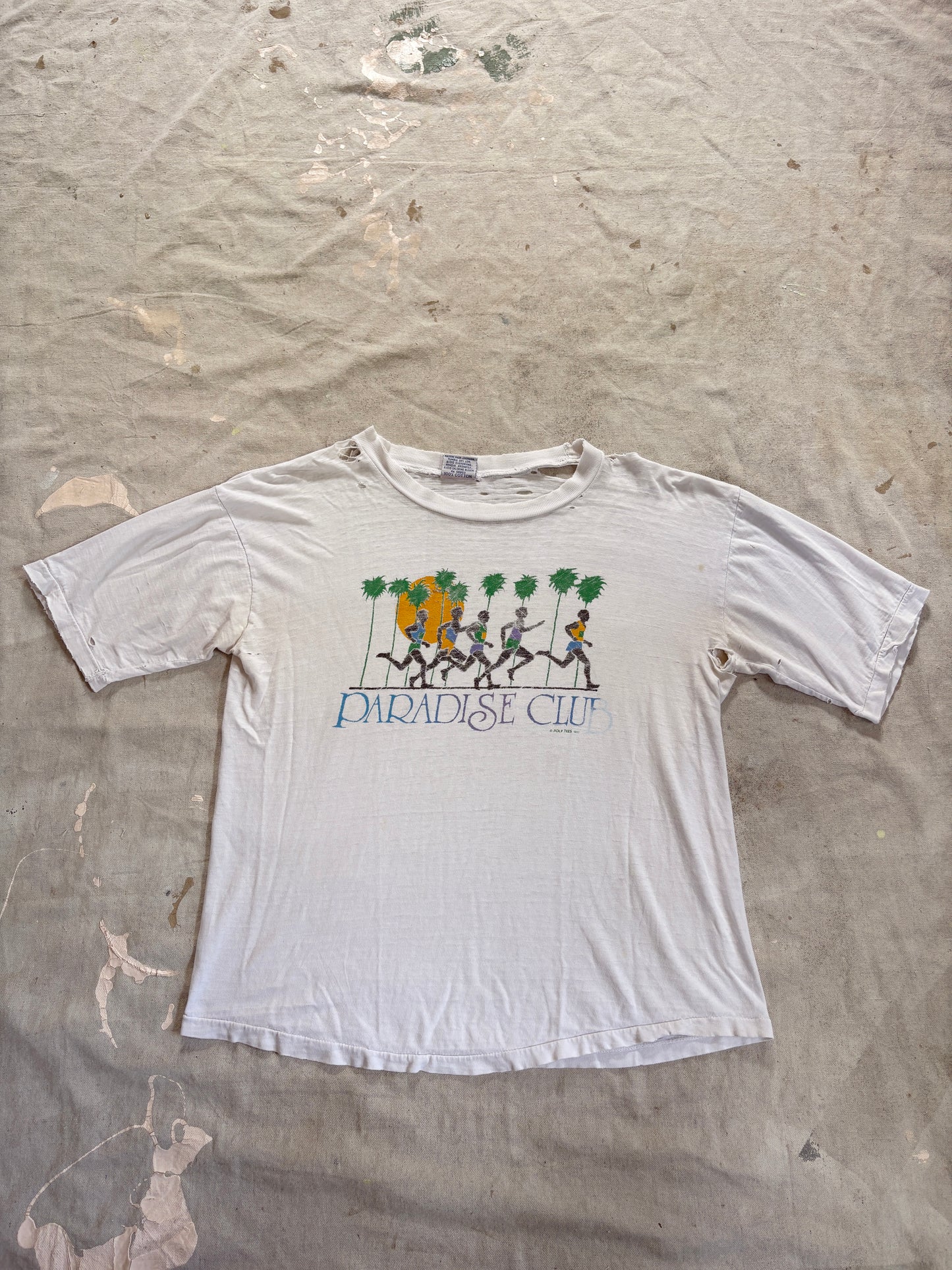 Vintage 80s Thrashed Paradise Club Runner Tee