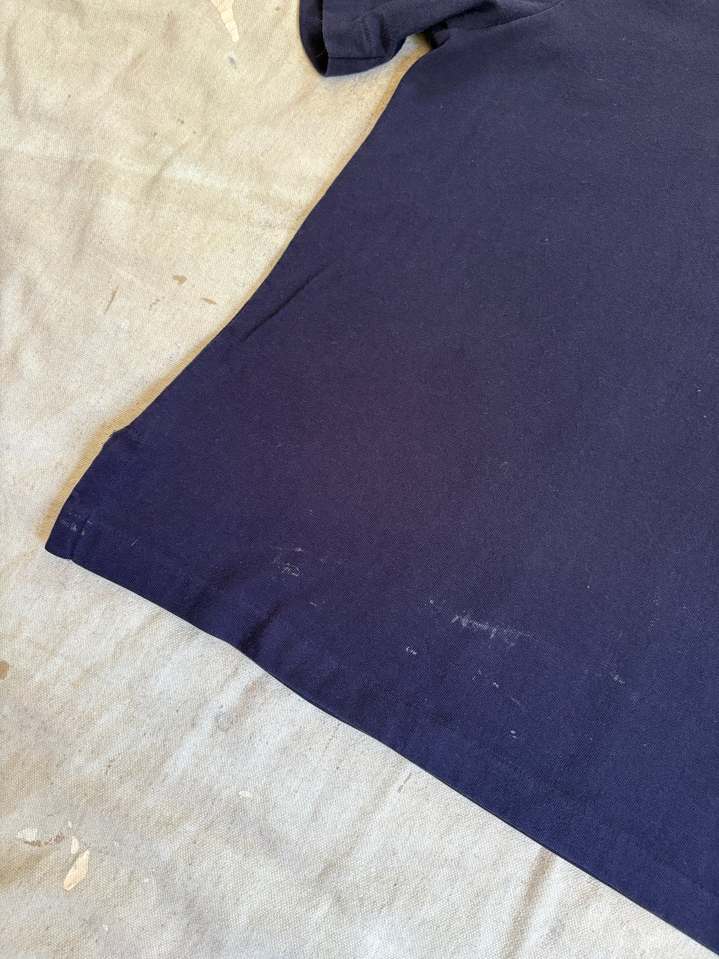 Vintage 90s Lands End Blank Navy Blue Pocket Tee