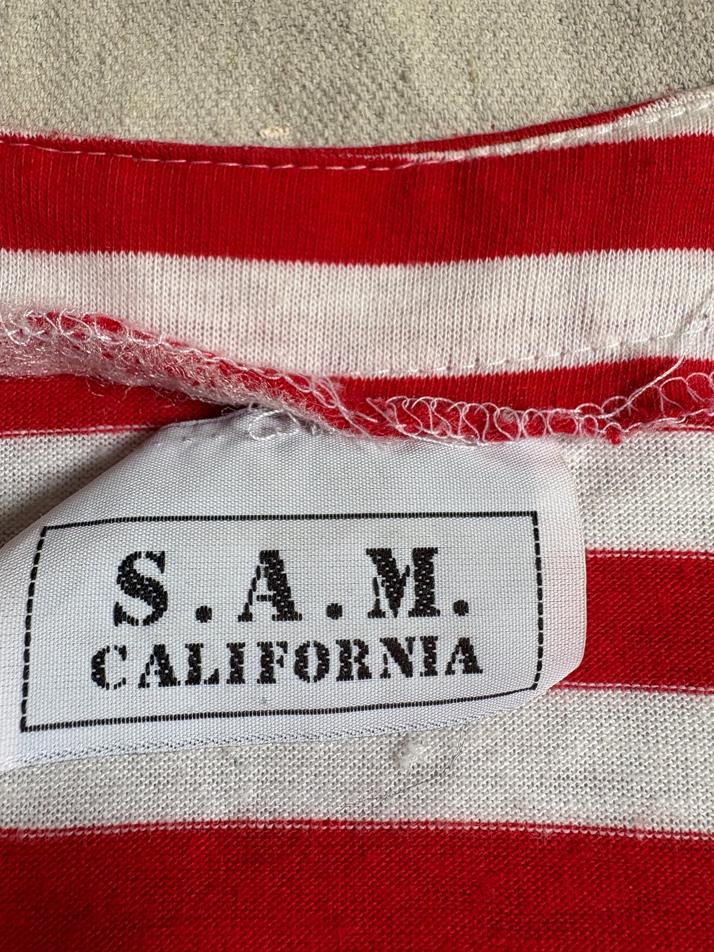 90s Red And White Striped Cardigan Tee