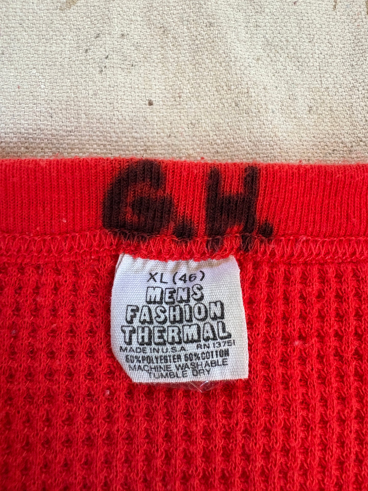 Vintage 80s Blank Red Thermal Shirt